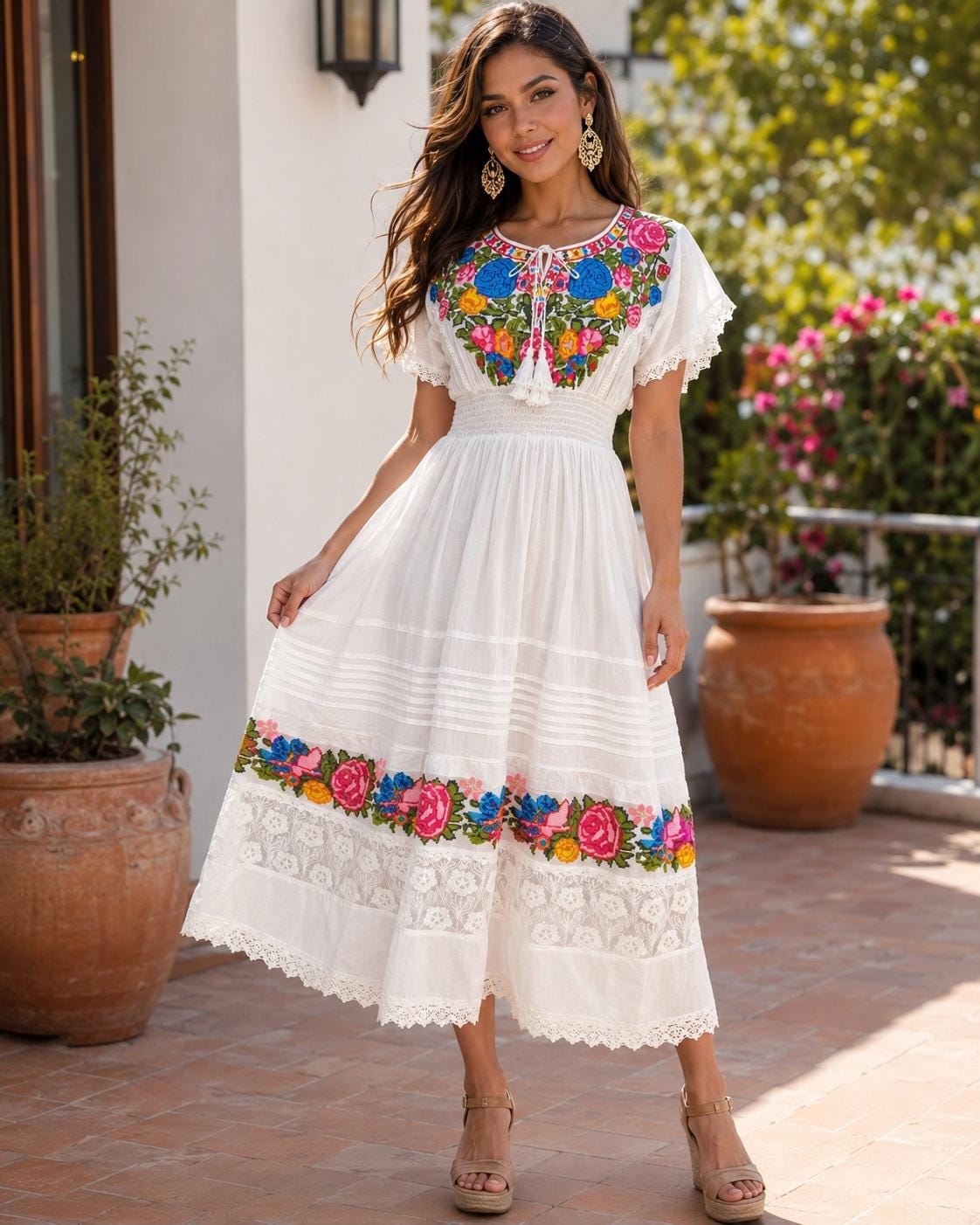 maxi mexican dress Hand-Embroidered Off-White Floral – Artisan Cross-S – Raquells Color:Poppy SAT cassidy-gown sexy red short homecoming Una obra de arte
