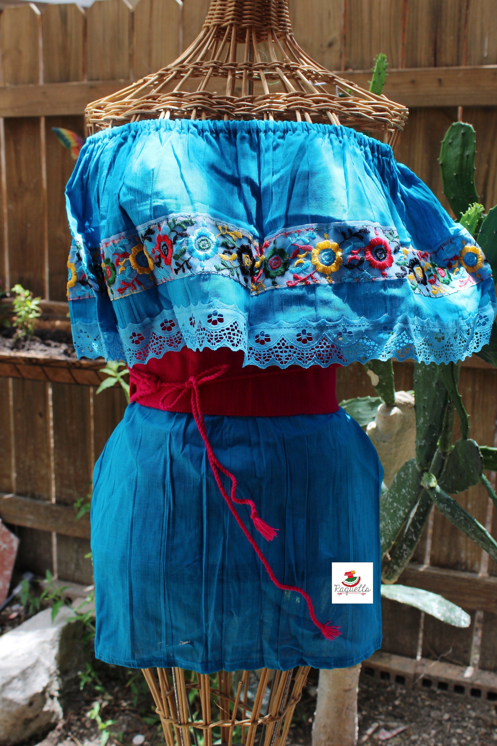 Gauze Blouse w/Crochet Collar