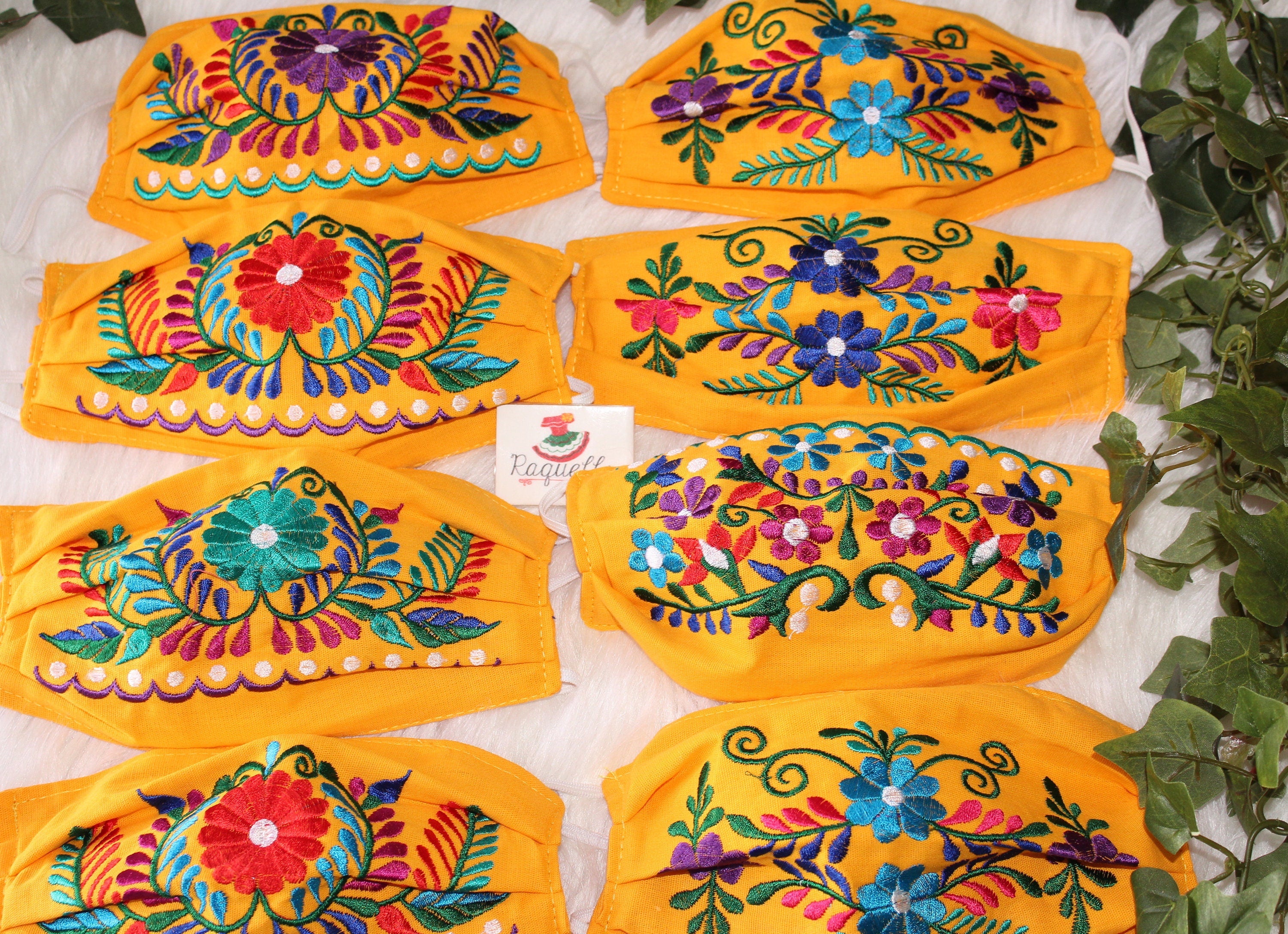 FLOWERS - Embroidered Face Mask w/filter sewn-in