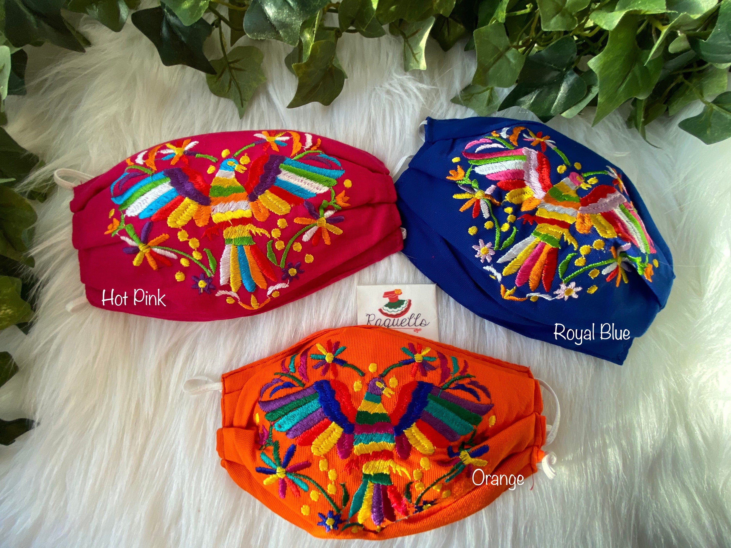 Bird Embroidered Face Mask with Filter attached