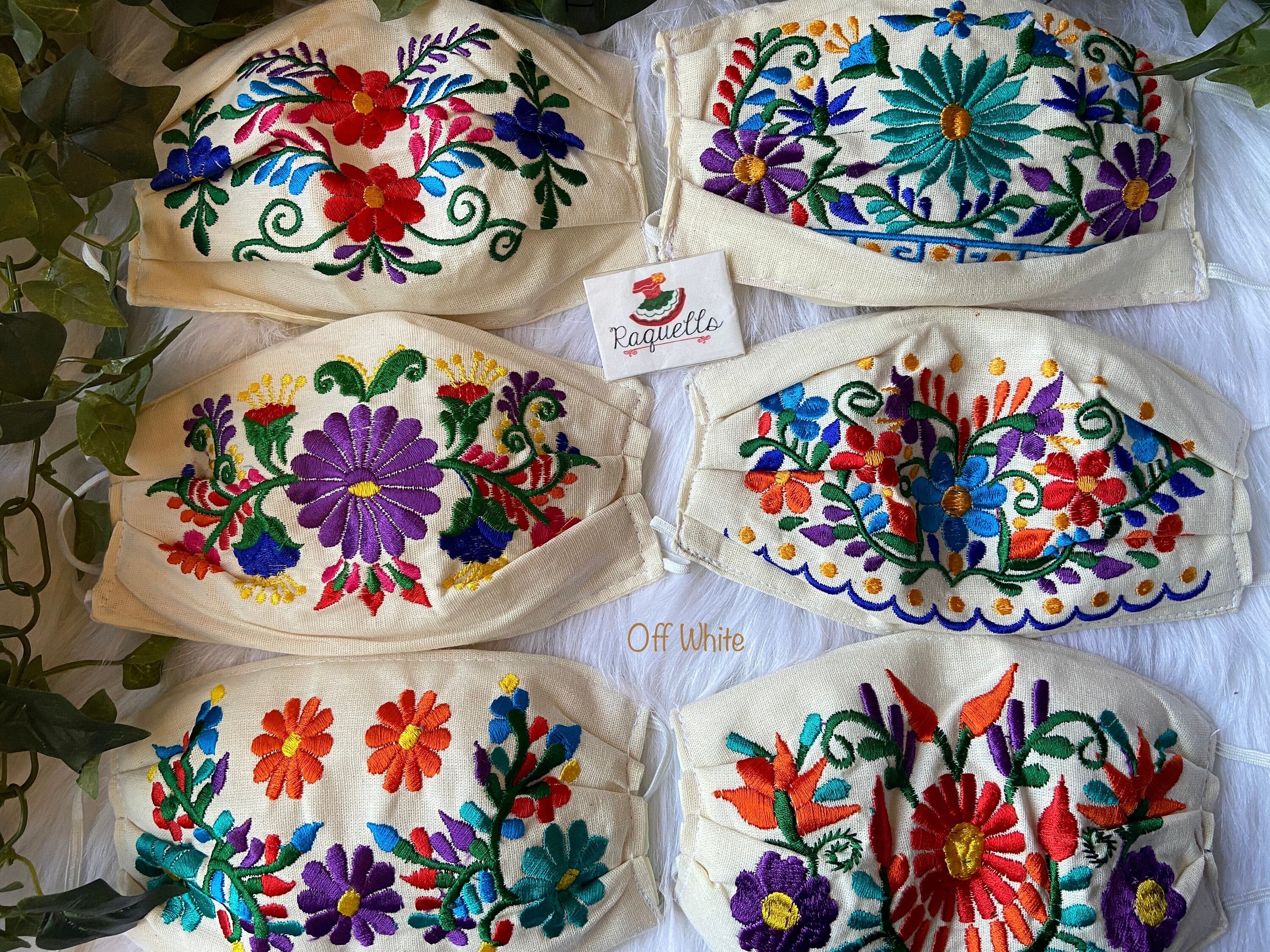 IFLOWERS-Embroidered Face Mask w/filter sewn-in