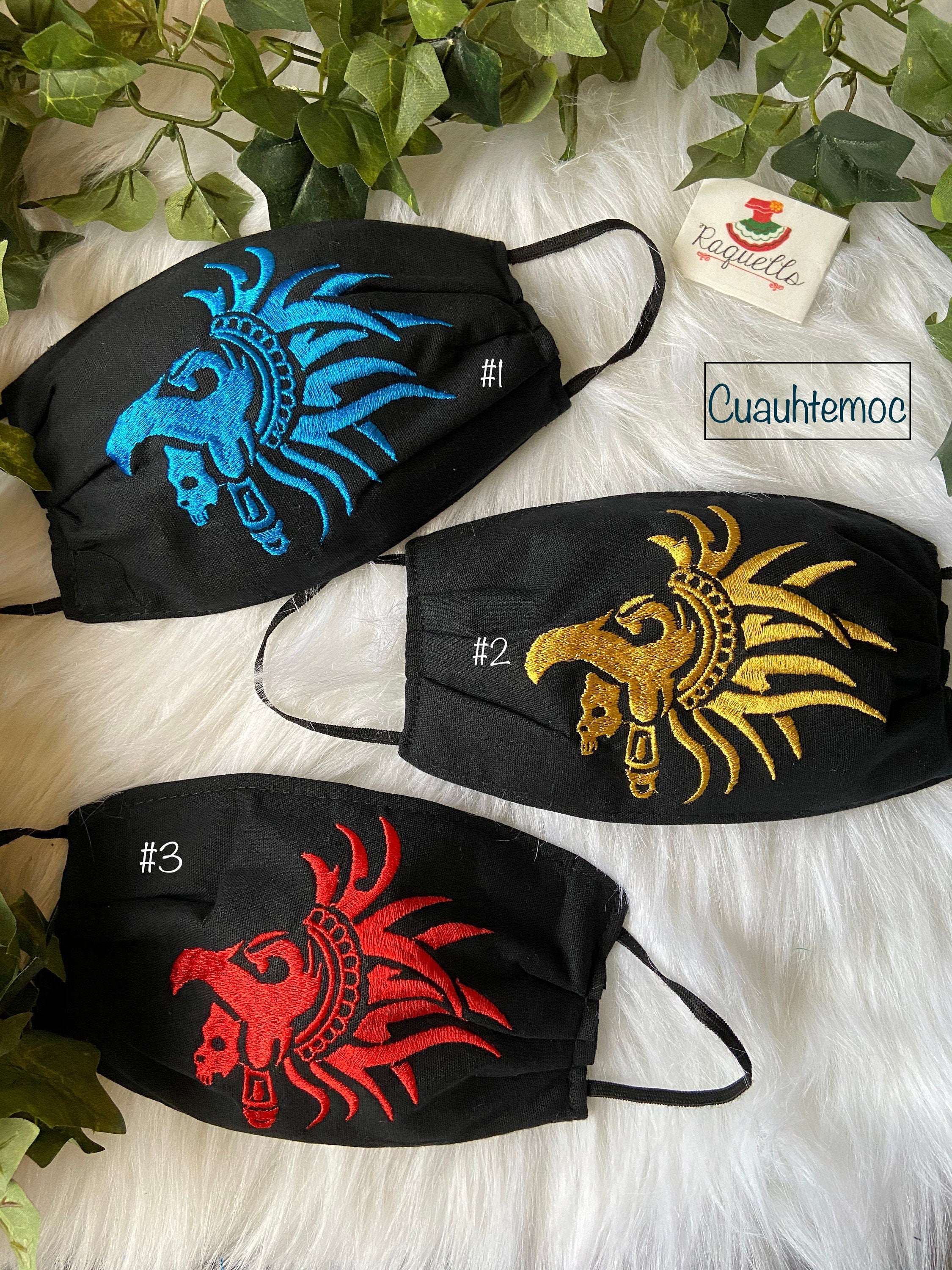 Unisex Face Mask - Embroidered Aztec image with filter sewed-in