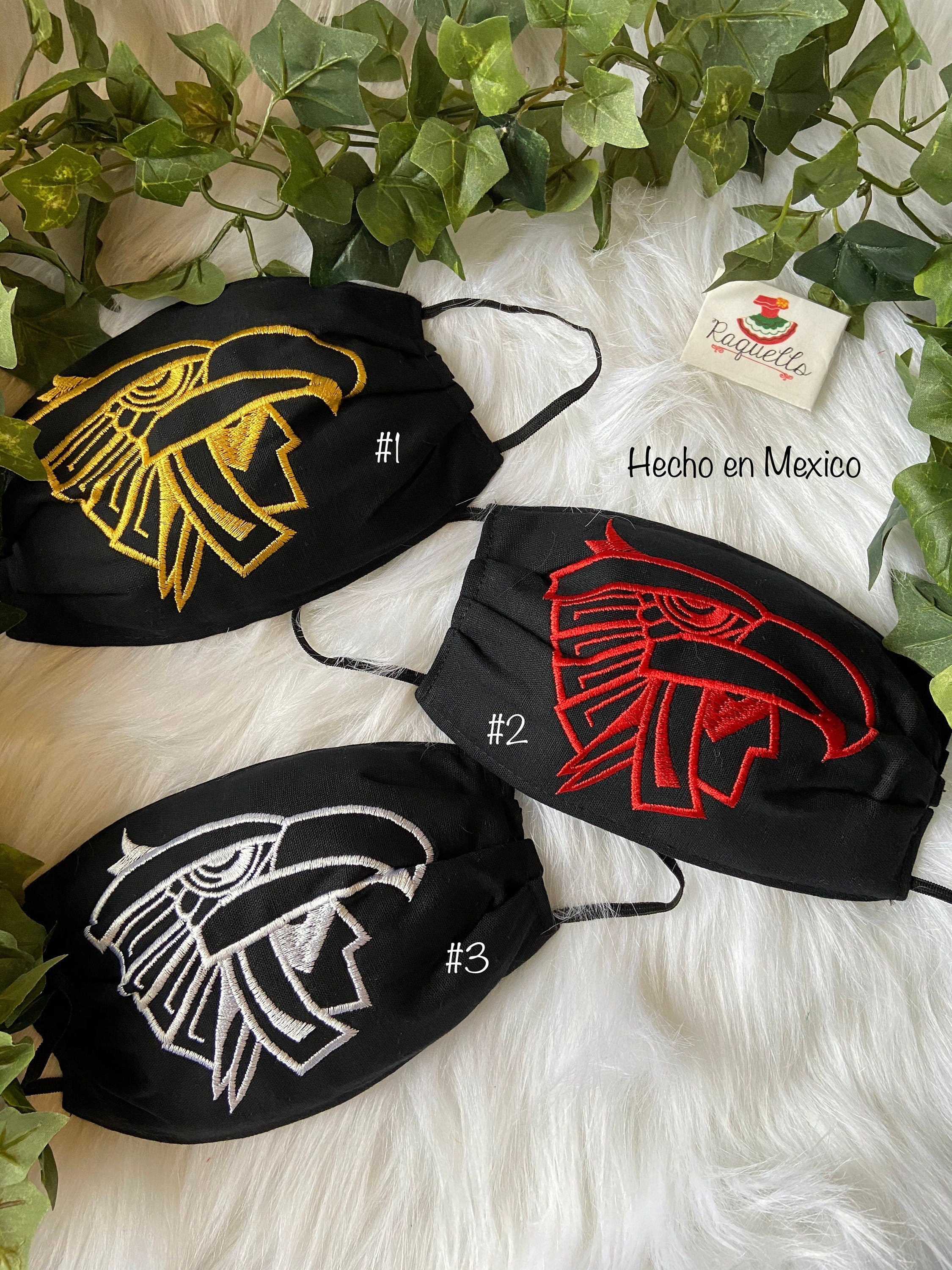 Image of Unisex Face Mask - Embroidered Aztec image with filter sewed-in