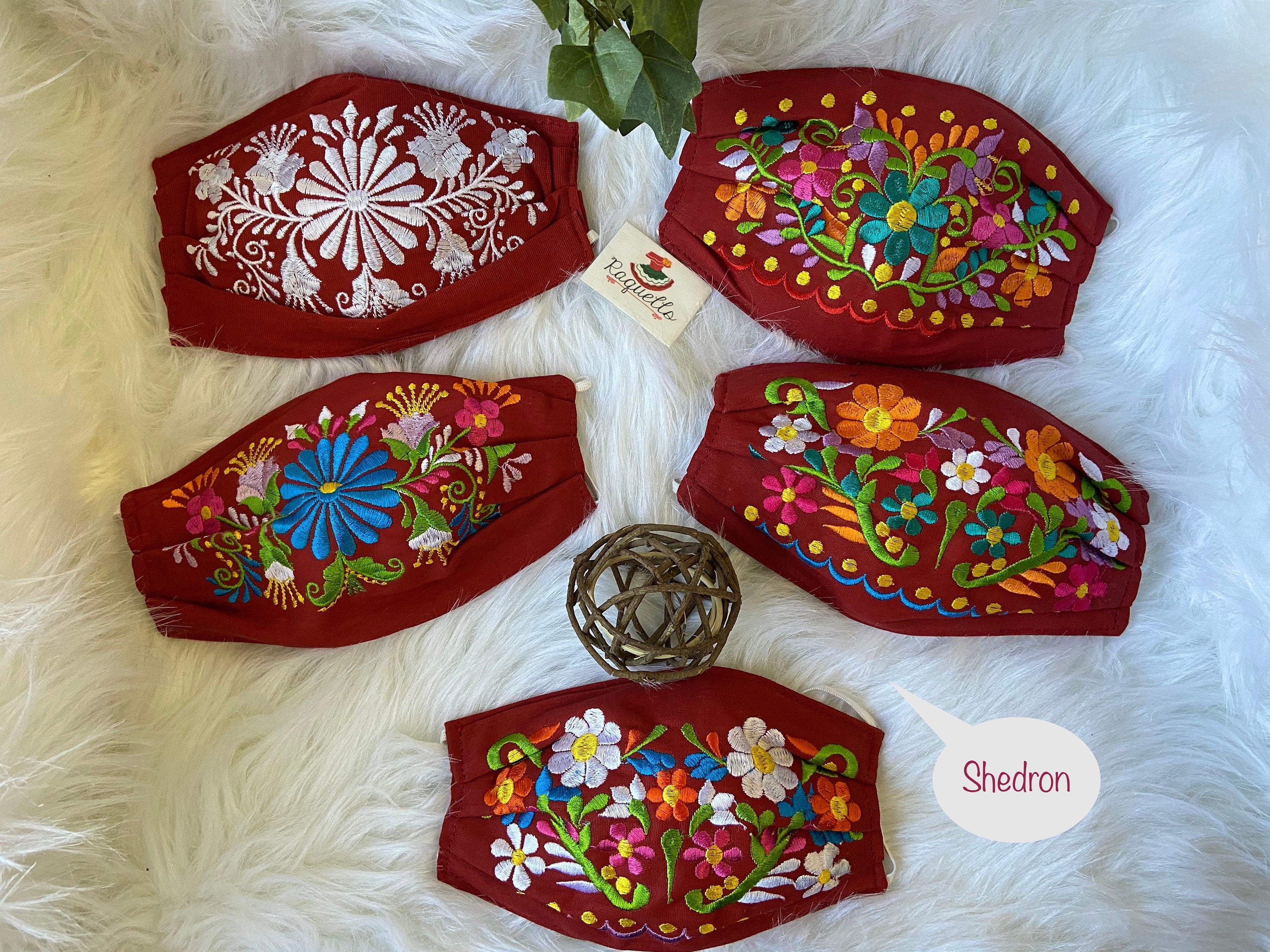FLOWERS - Embroidered Face Mask w/filter sewn-in