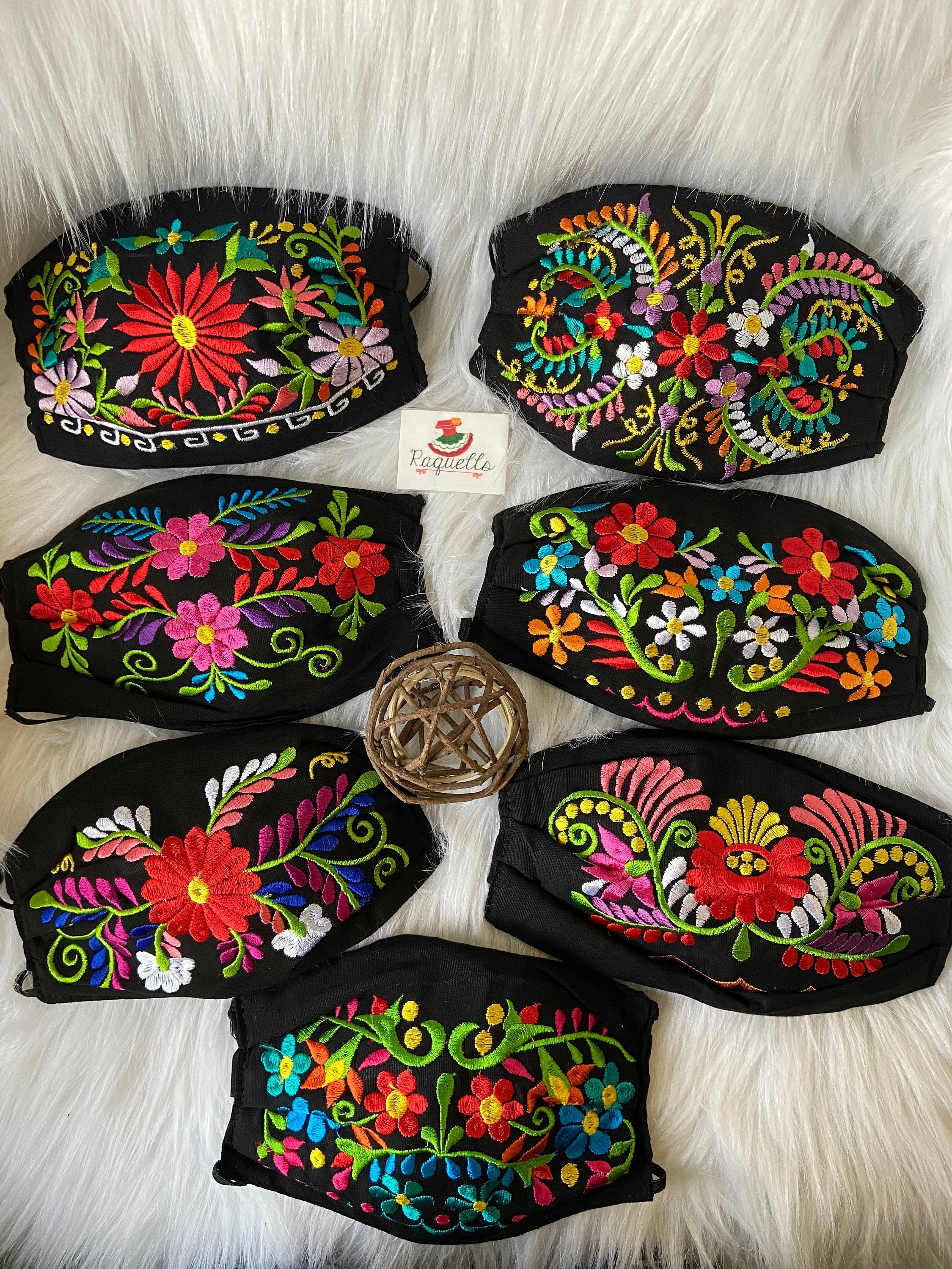 Image of FLOWERS - Embroidered Face Mask w/filter sewn-in