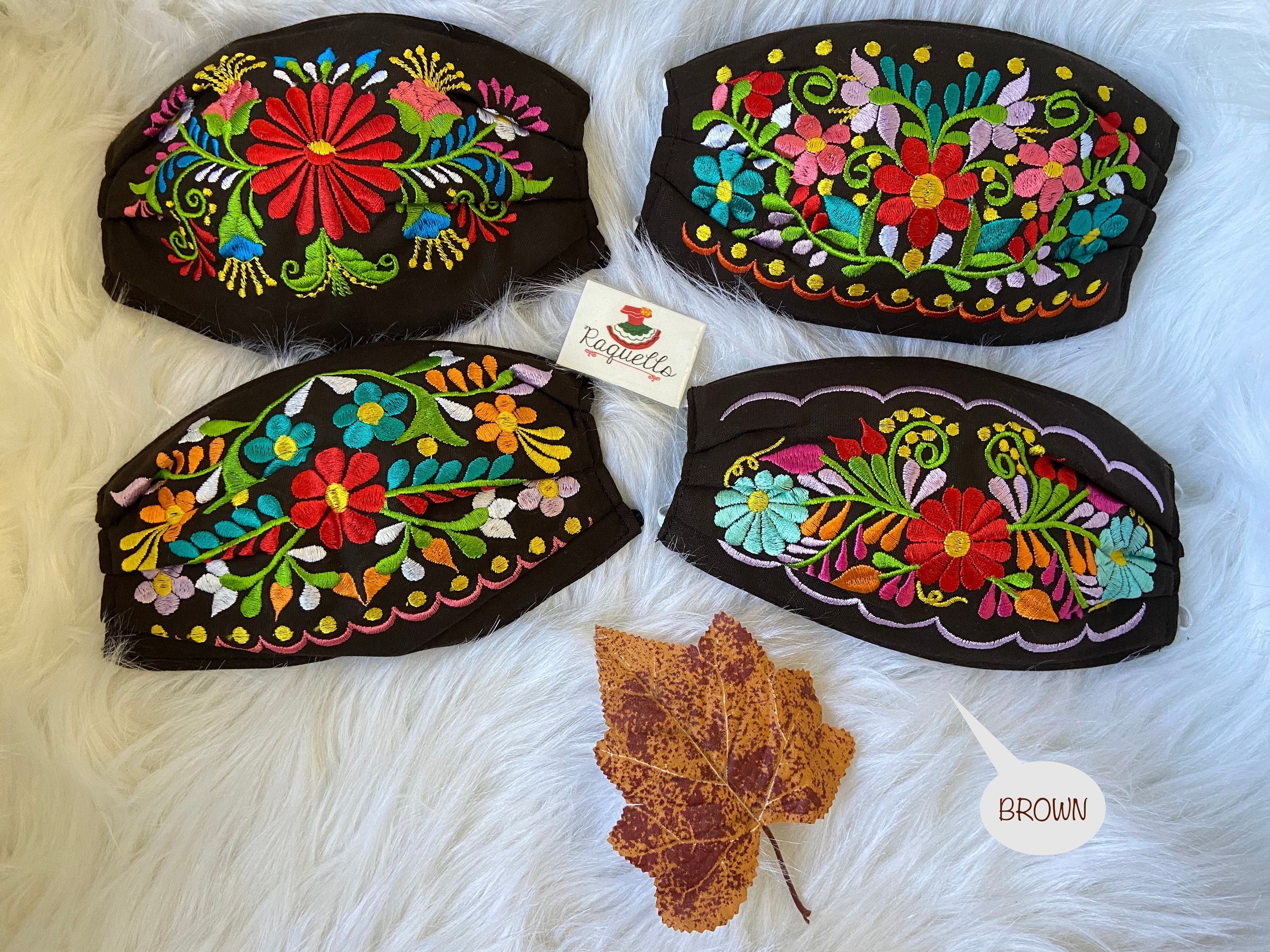 FLOWERS - Embroidered Face Mask w/filter sewn-in