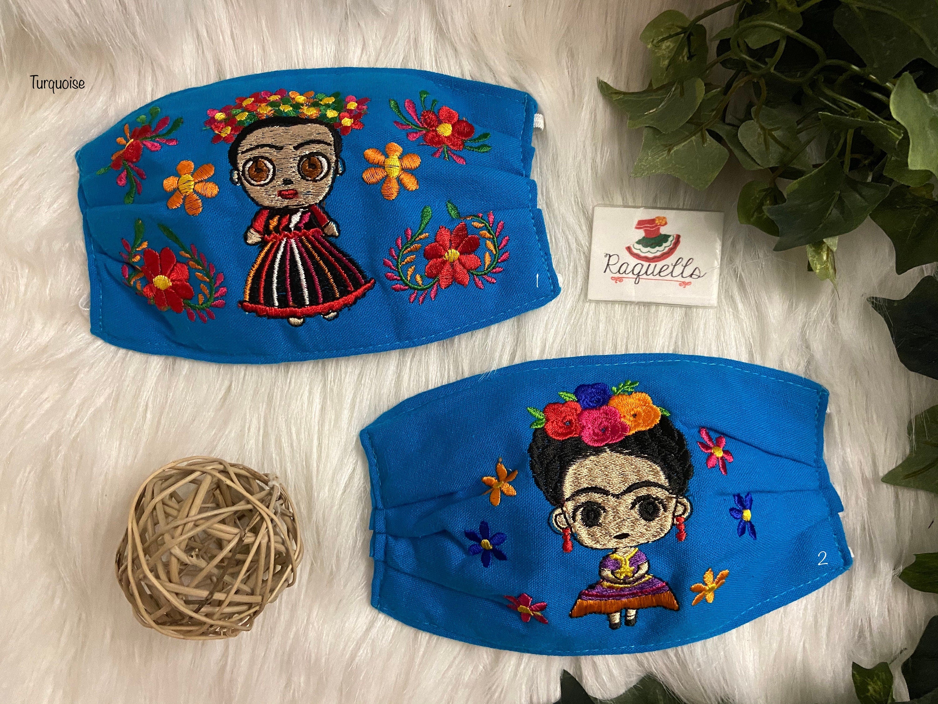 FRIDA Embroidered Face Masks with filter attached