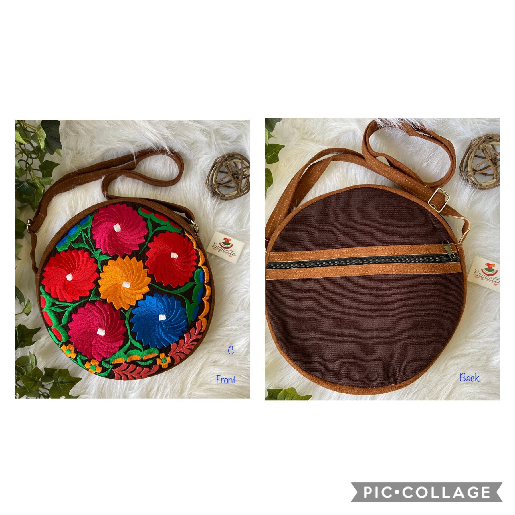 Image of Floral Embroidered Messenger Bag