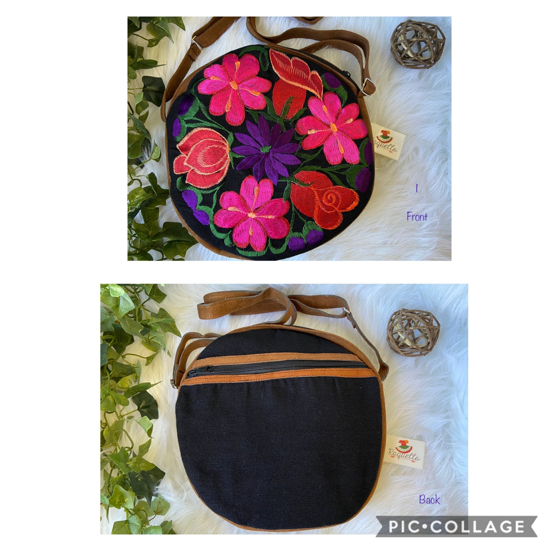 Image of Floral Embroidered Messenger Bag
