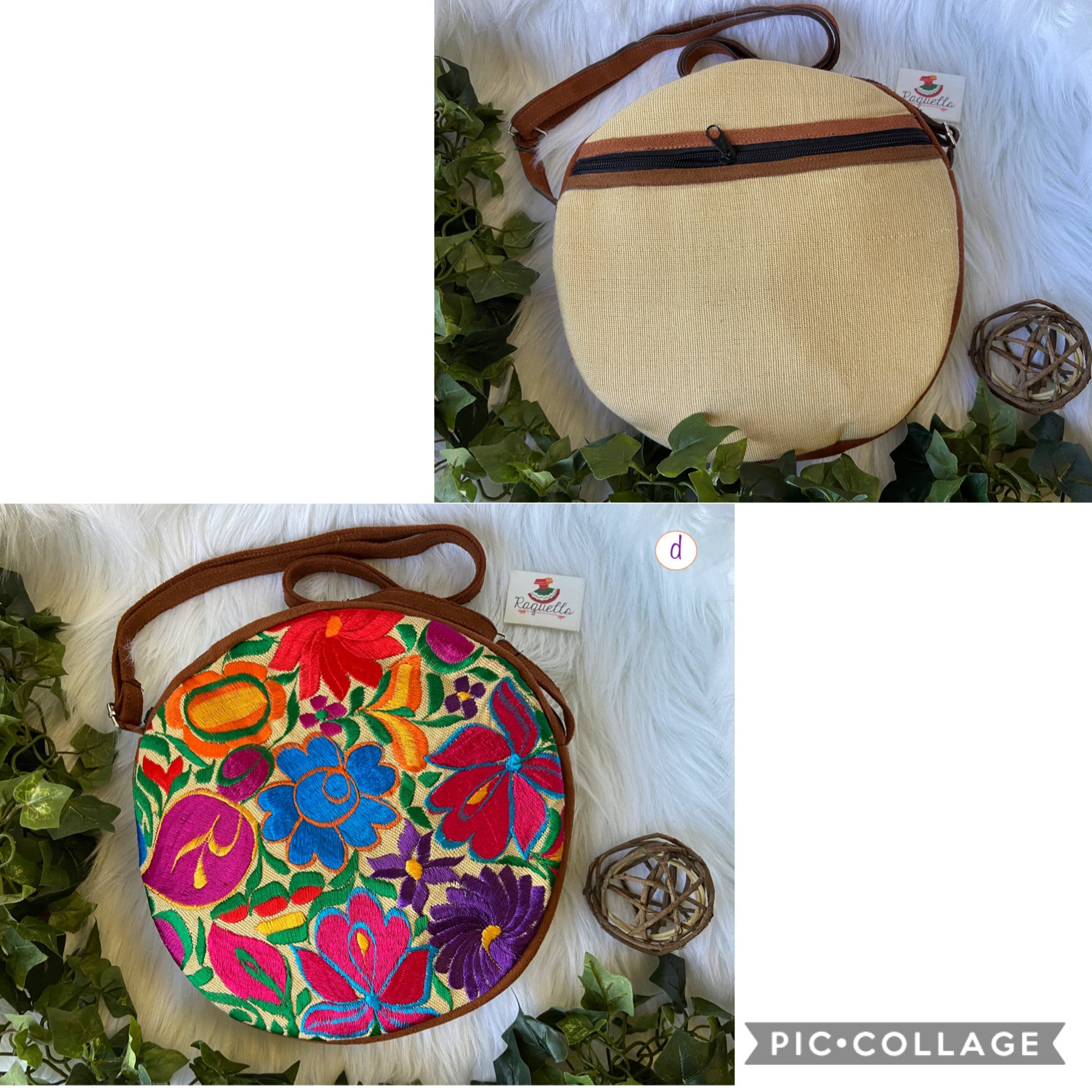 Image of Floral Embroidered Messenger Bag