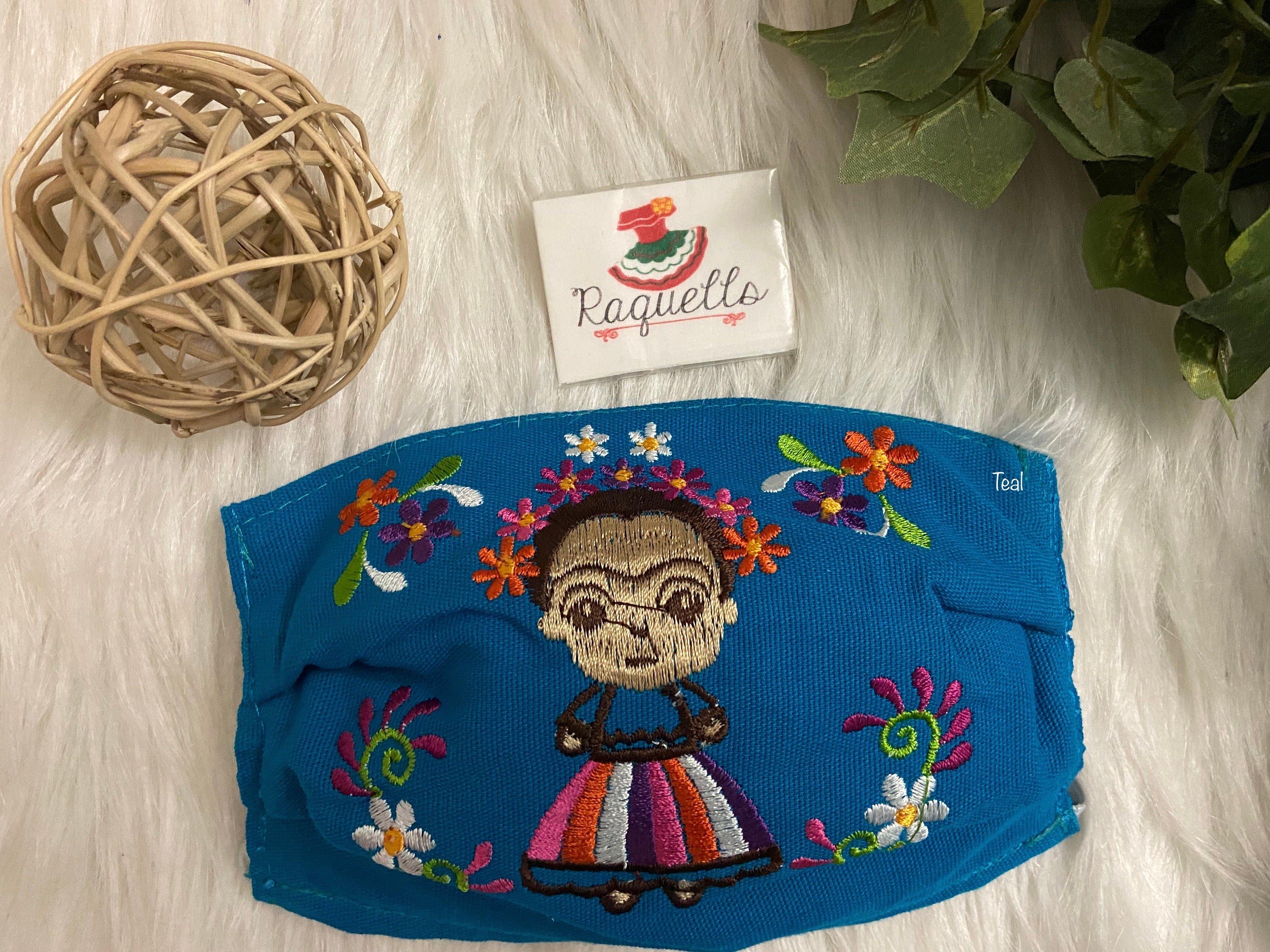 FRIDA Embroidered Face Masks with filter attached