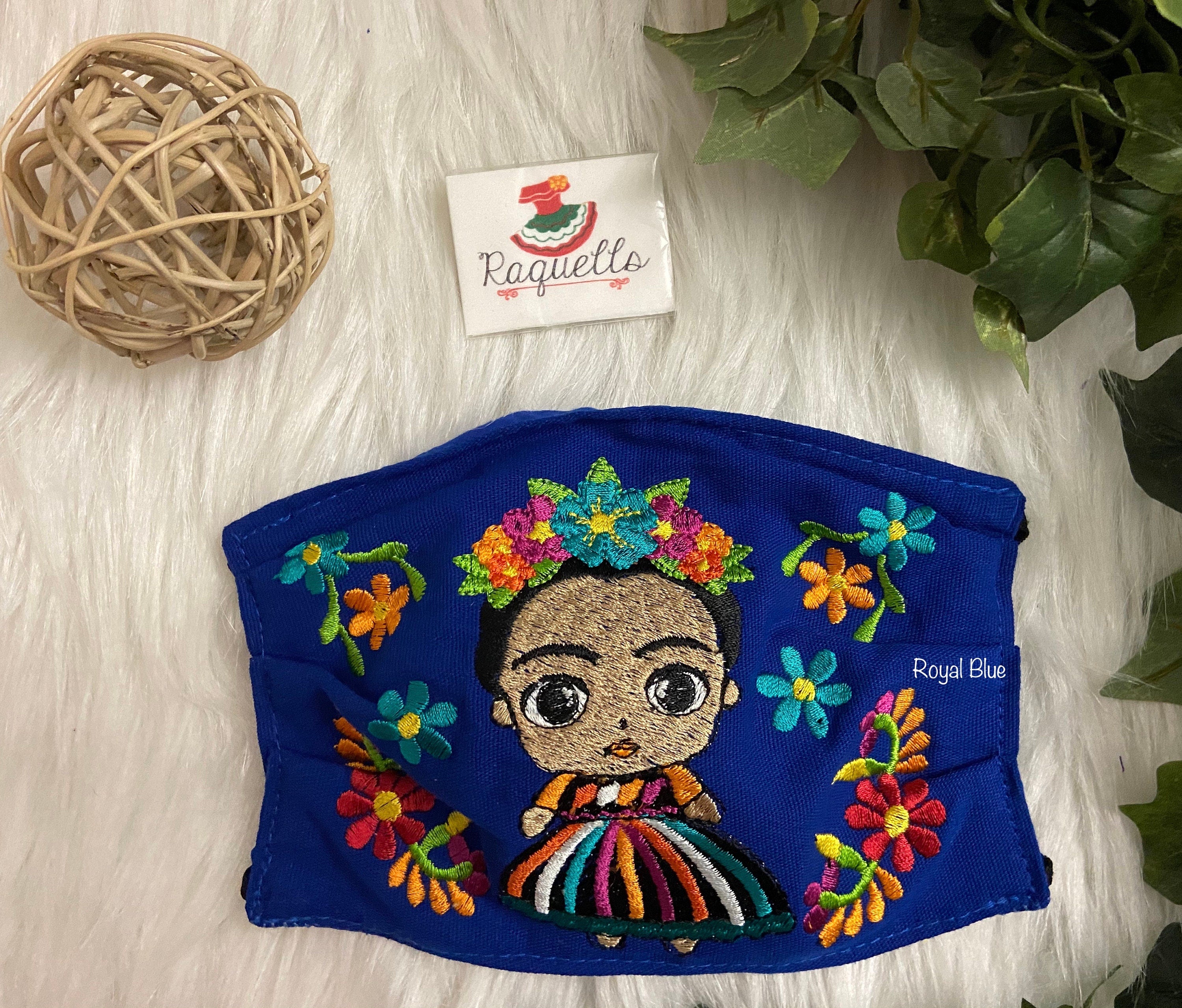 FRIDA Embroidered Face Masks with filter attached