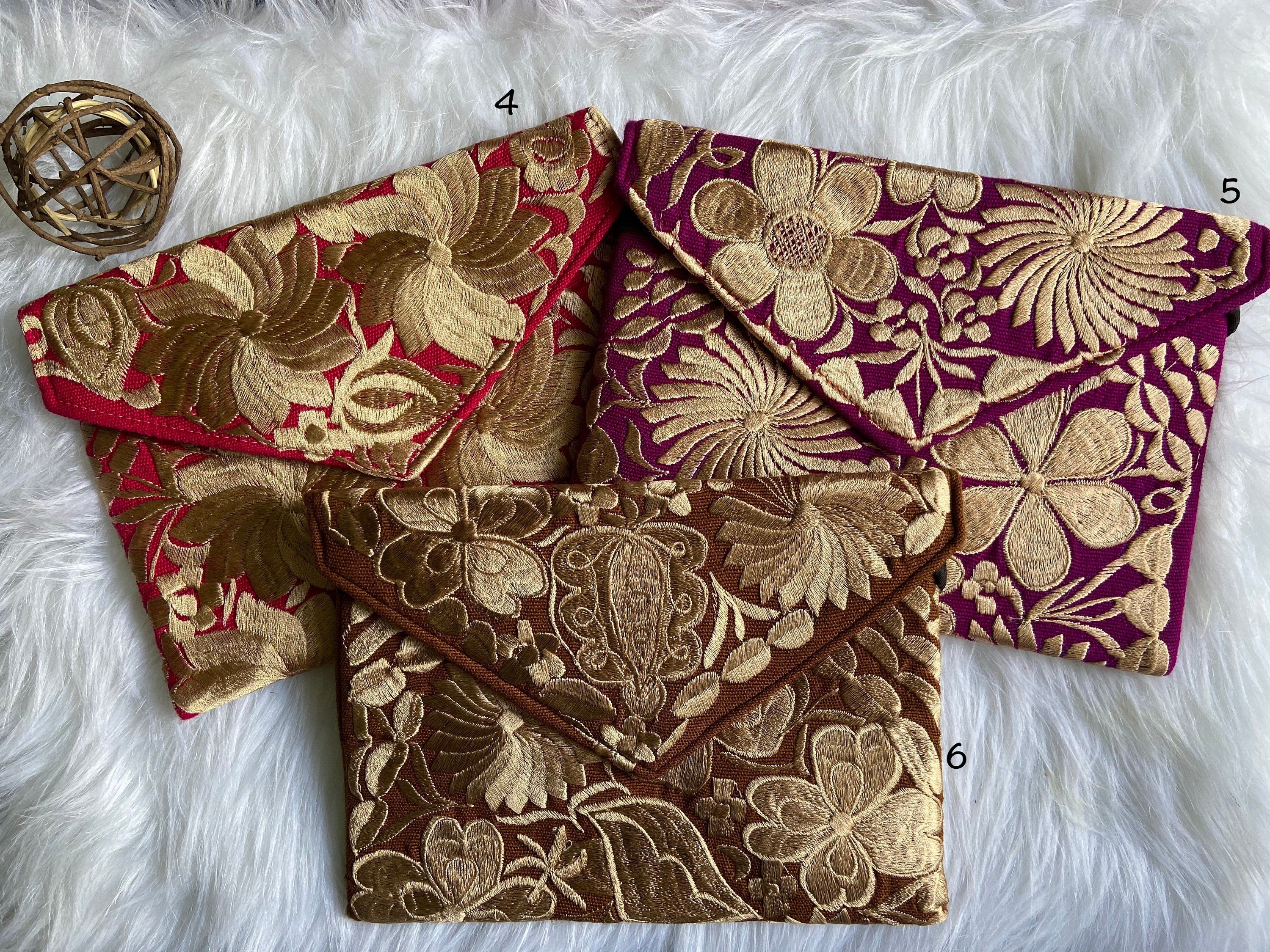 Image of Floral Embroidered Clutch Bag