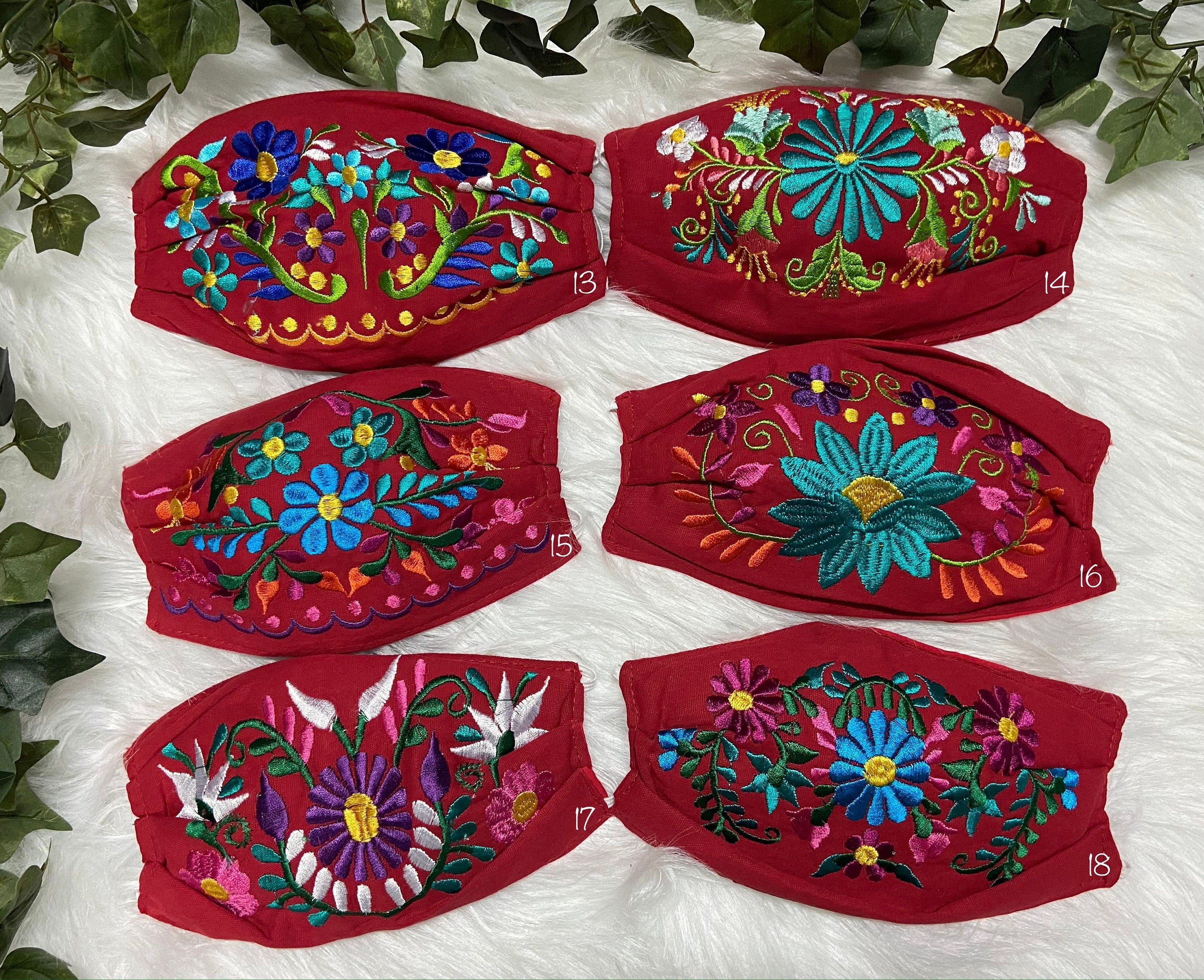 RED Embroidered Face Mask with Filter attached