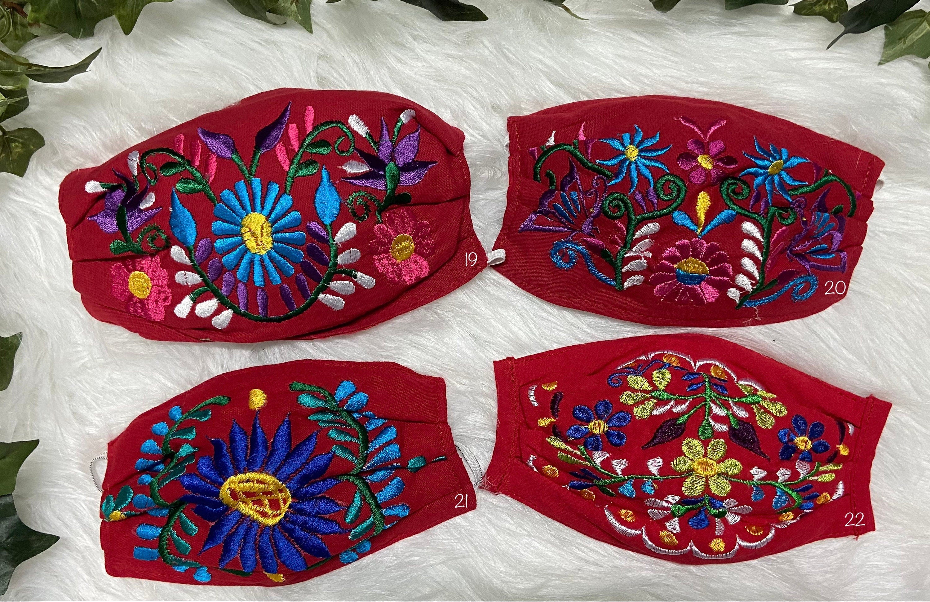 RED Embroidered Face Mask with Filter attached