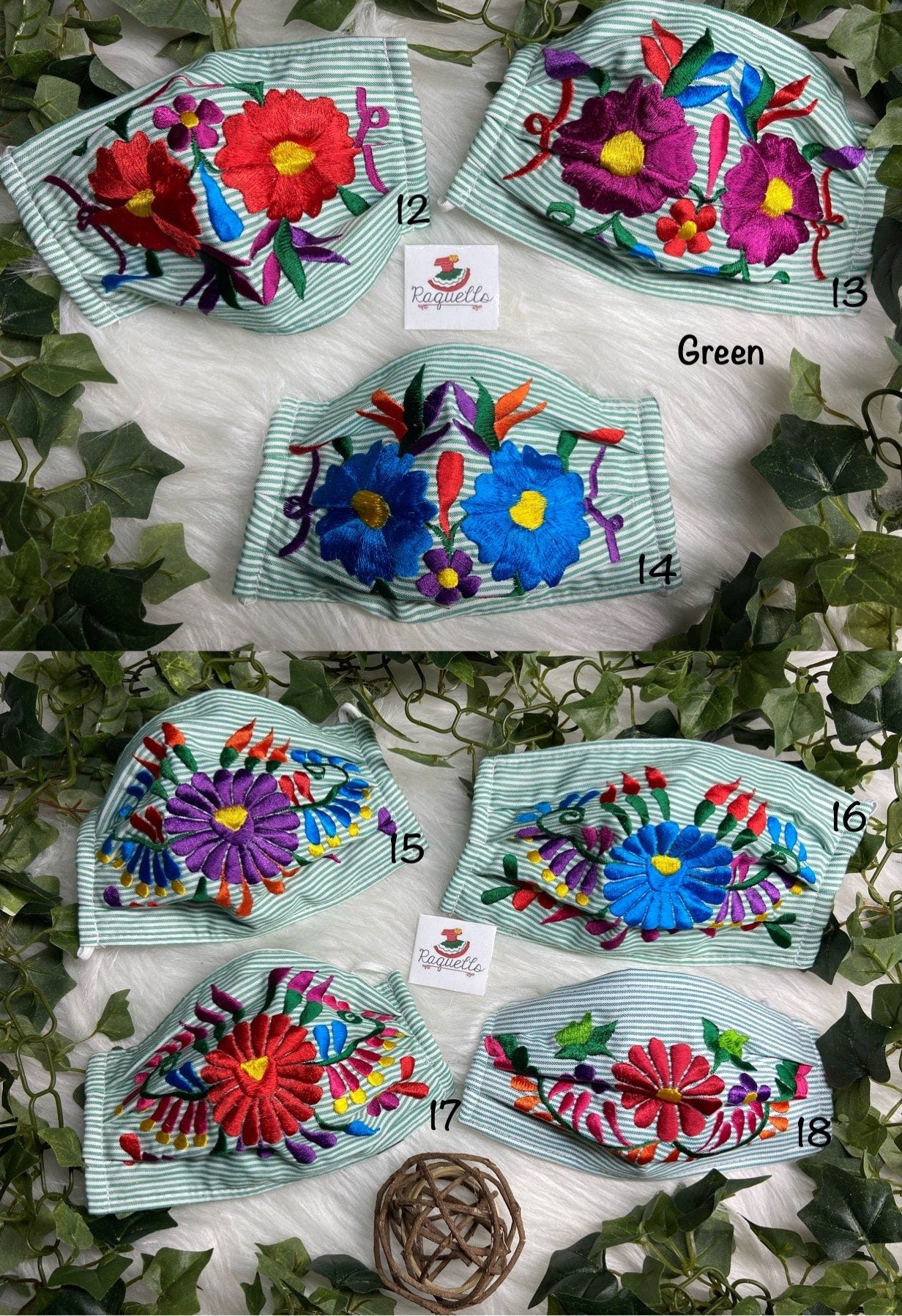 STRIPES - Embroidered Face Masks with Filter attached