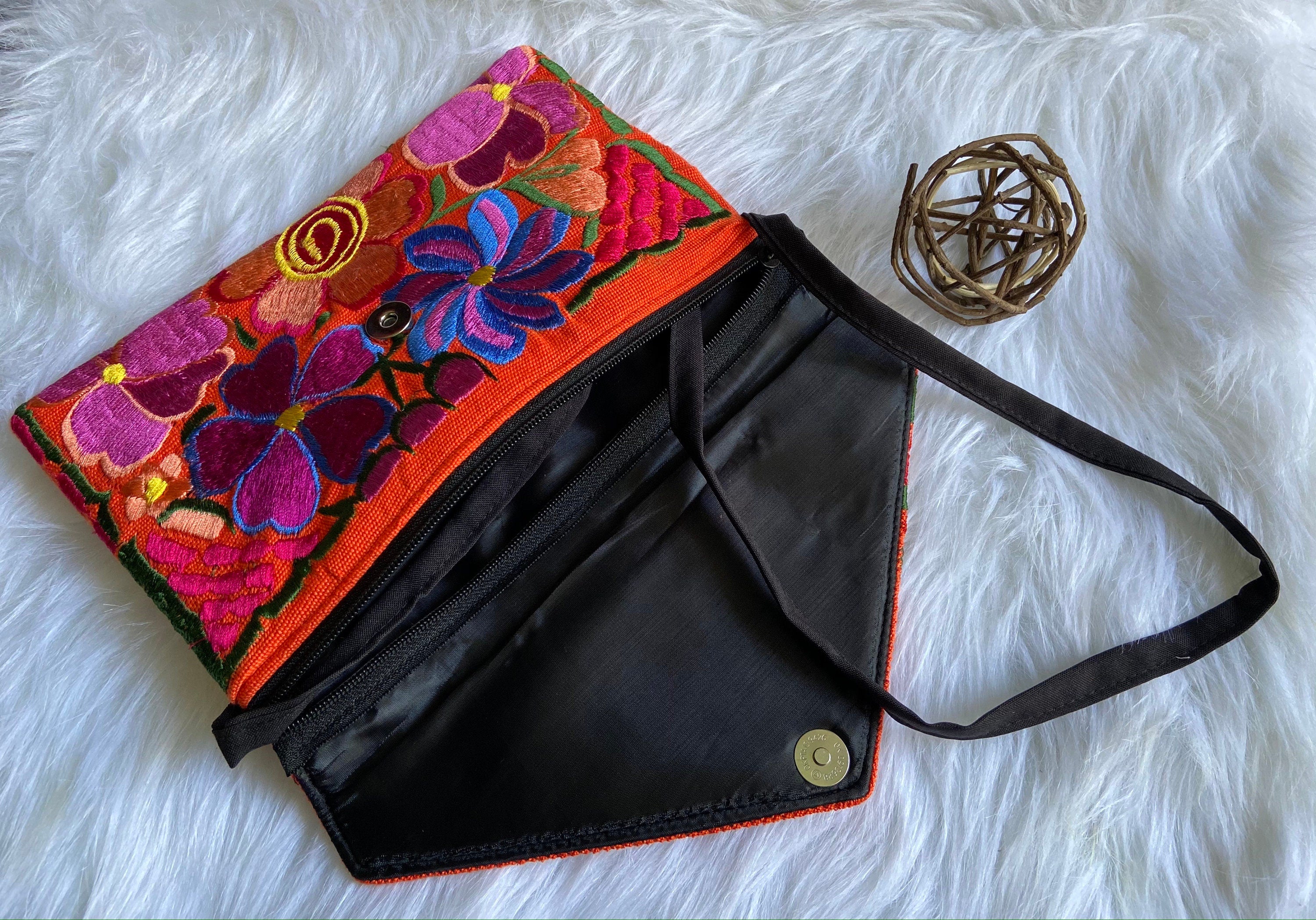 Image of Floral Embroidered Clutch Bag