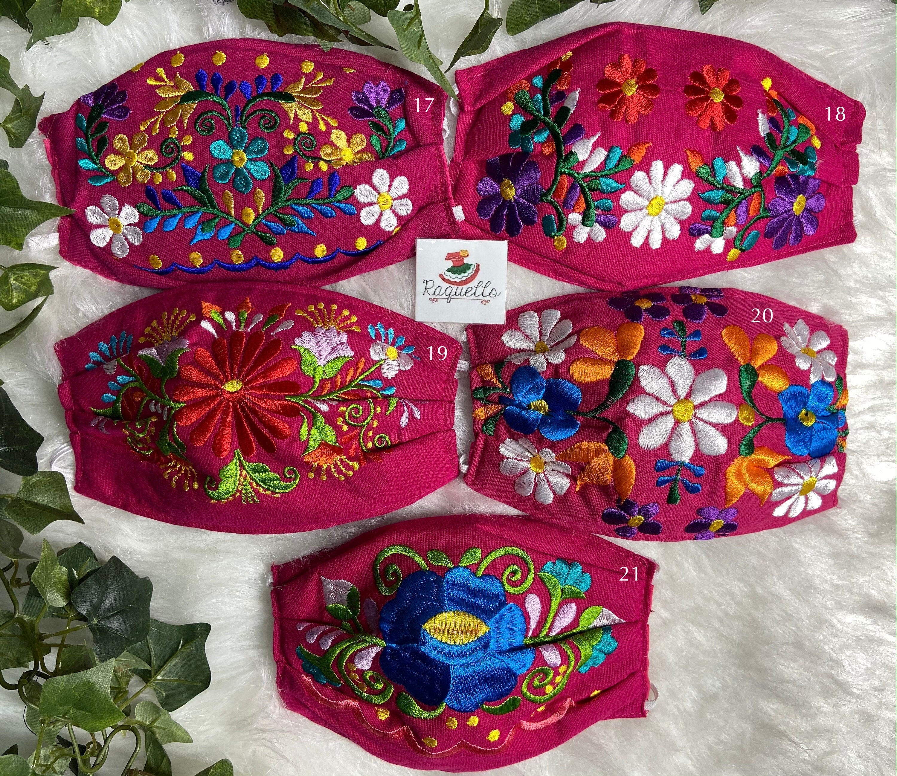 Gorgeous Hot Pink Color Embroidered Face Mask with Filter attached