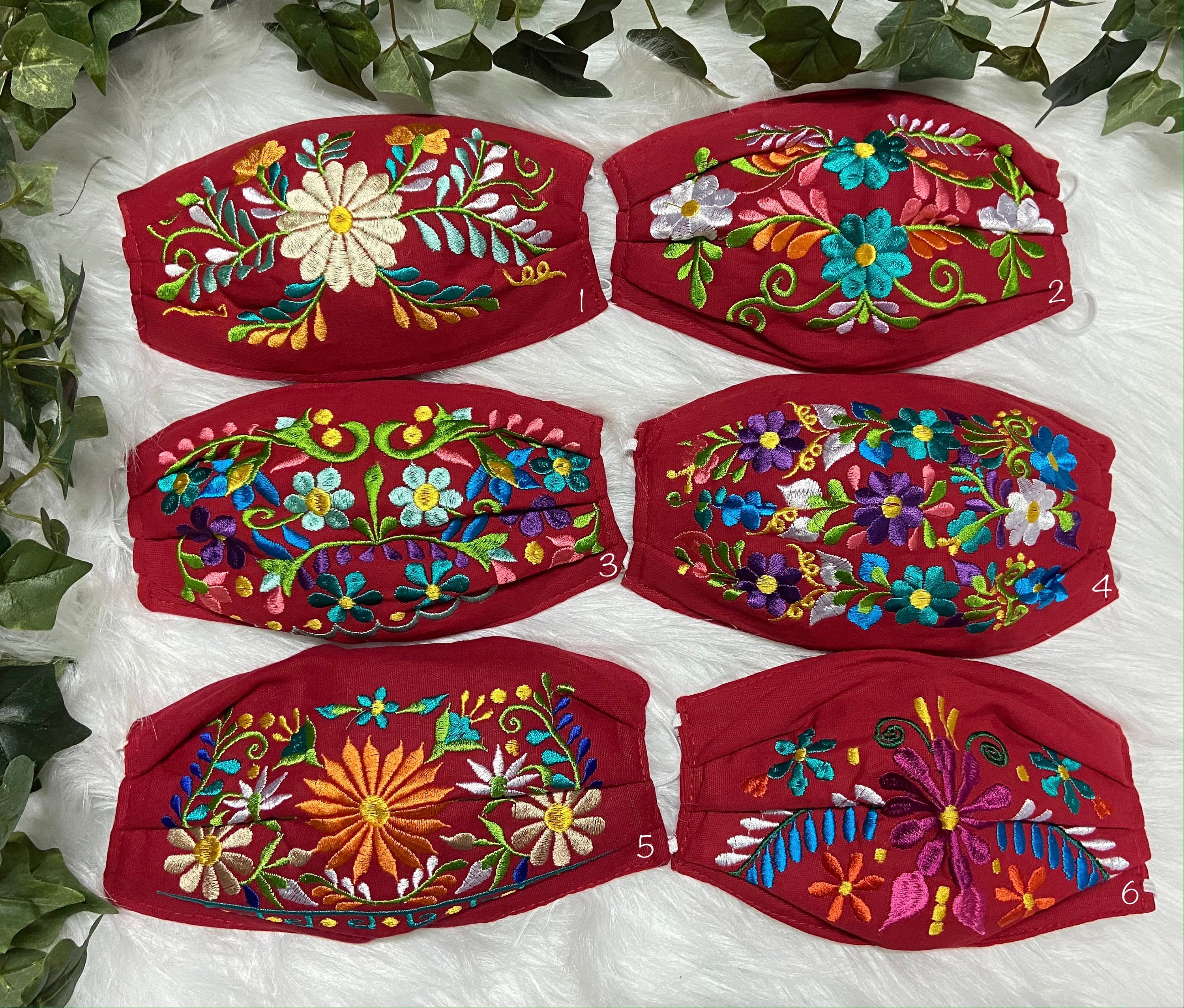 Image of RED Embroidered Face Mask with Filter attached