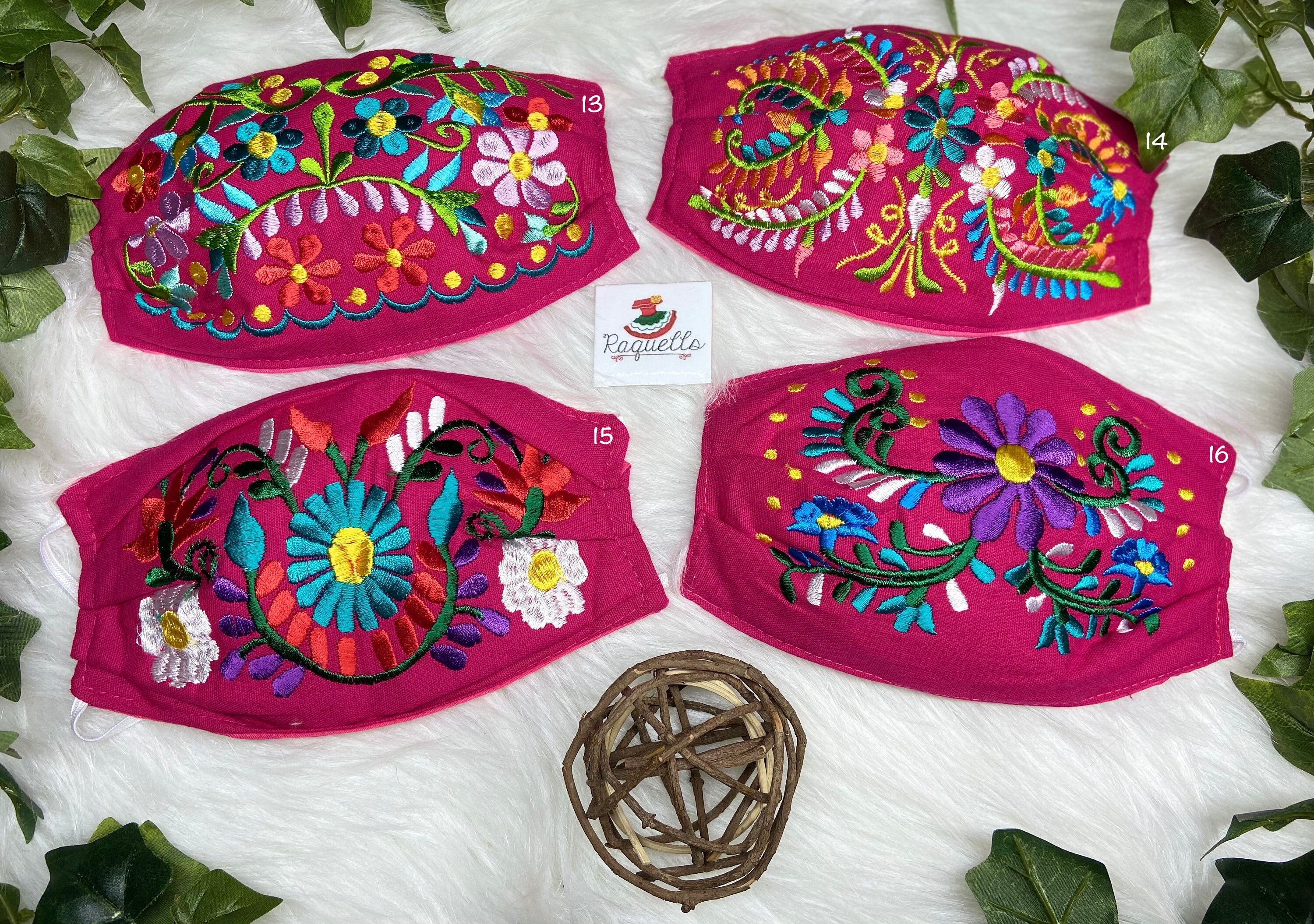 Gorgeous Hot Pink Color Embroidered Face Mask with Filter attached