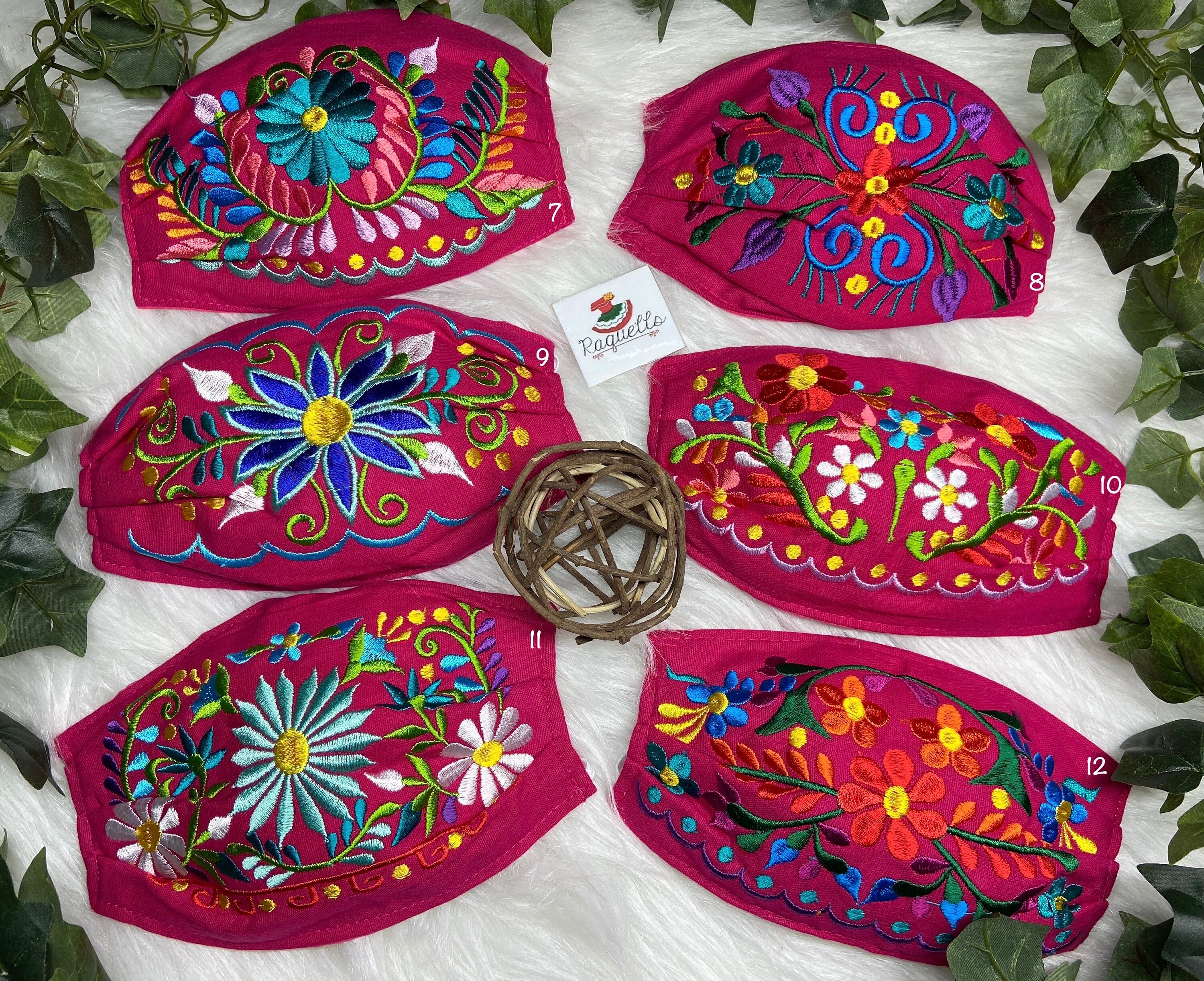 Gorgeous Hot Pink Color Embroidered Face Mask with Filter attached