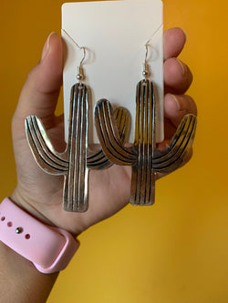 Image of Cactus-Shaped Metal Earrings – Western Boho Jewelry