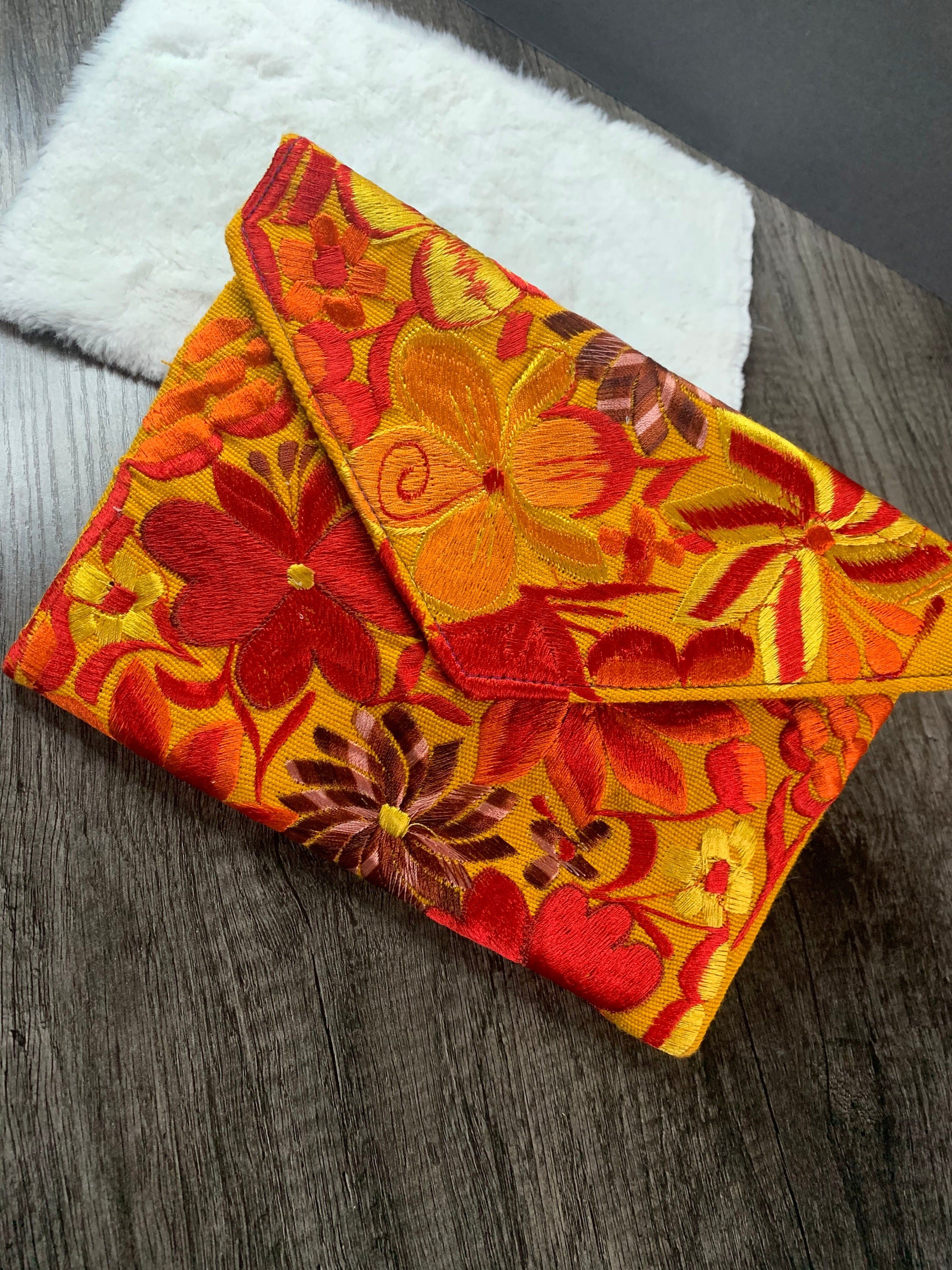 Image of Elegant Embroidered Clutch Bag - Artisanal Embroidered Clutch Bag and Crossbody