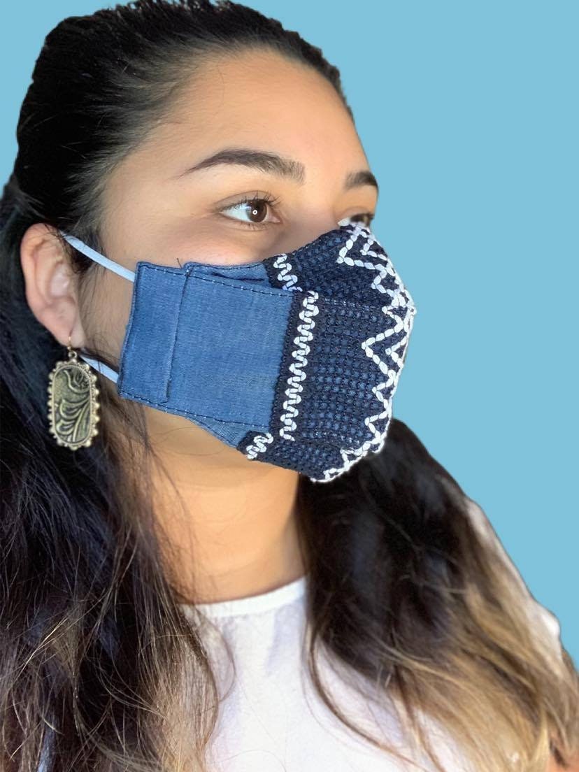 Image of Soft Denim Maya New Style Face Masks - Artisanal Face Masks