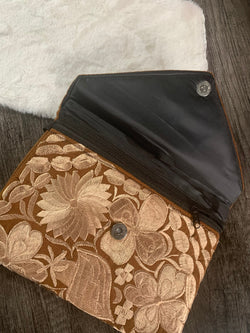Image of Elegant Embroidered Clutch Bag - Artisanal Embroidered Clutch Bag and Crossbody
