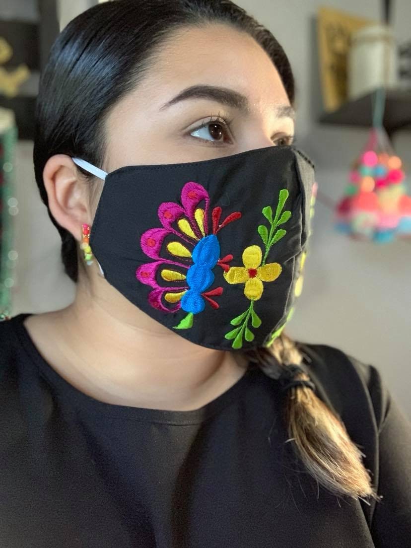 Beautiful Butterfly Embroidered Design in this New Style Face Mask