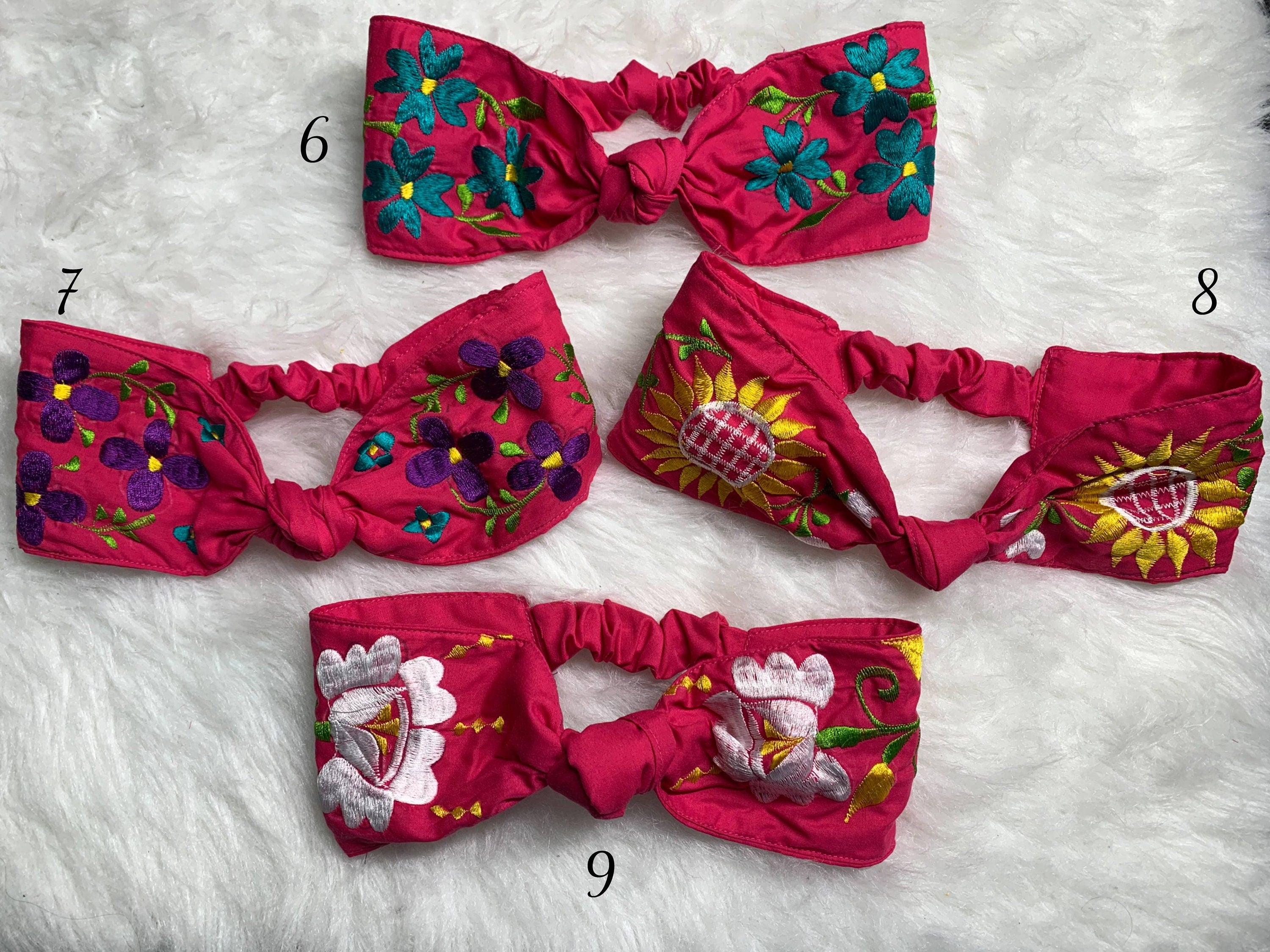 Image of Floral Embroidered Artisanal Head - Mexican Embroidered Headbands