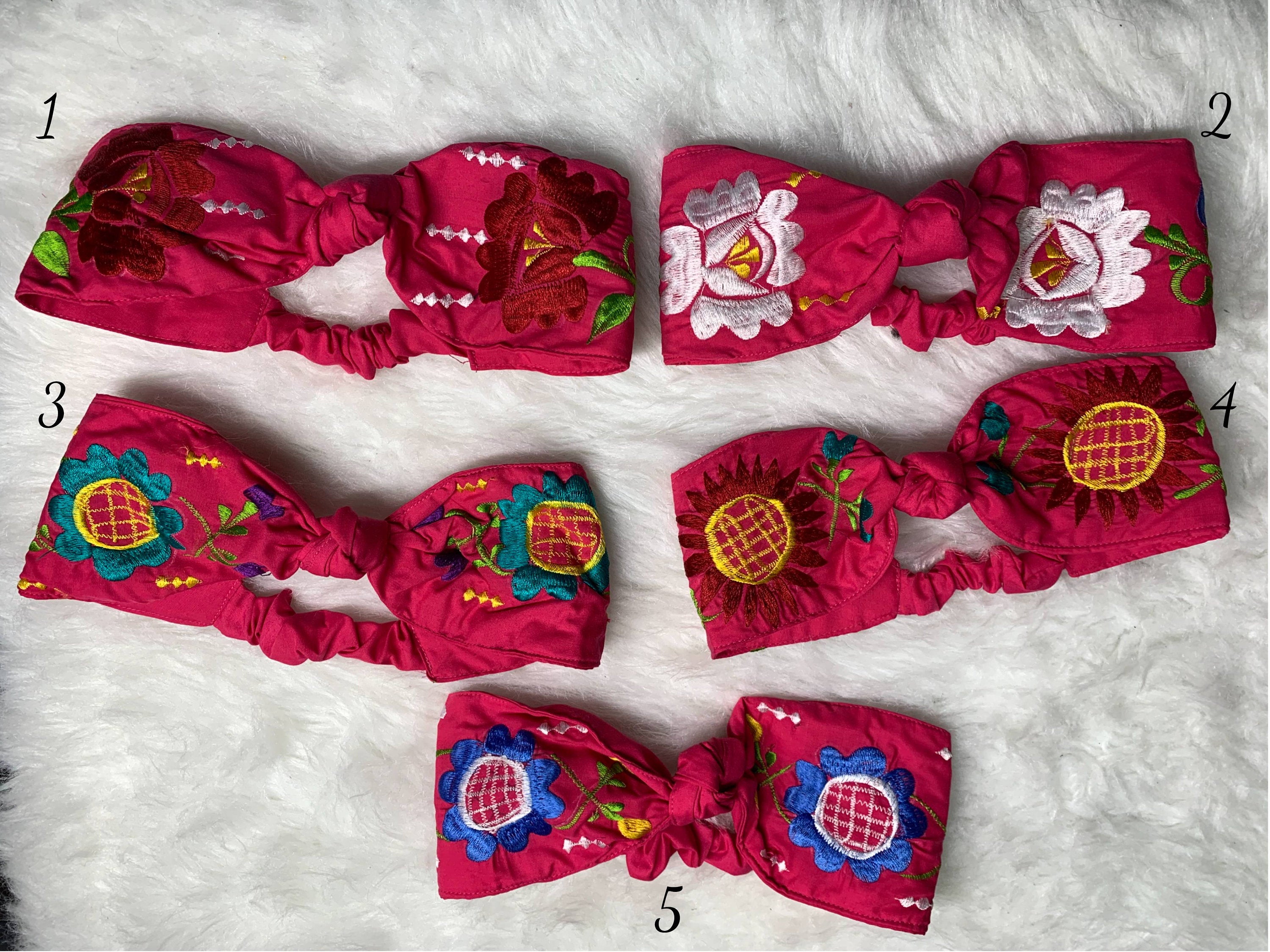 Floral Embroidered Artisanal Head - Mexican Embroidered Headbands