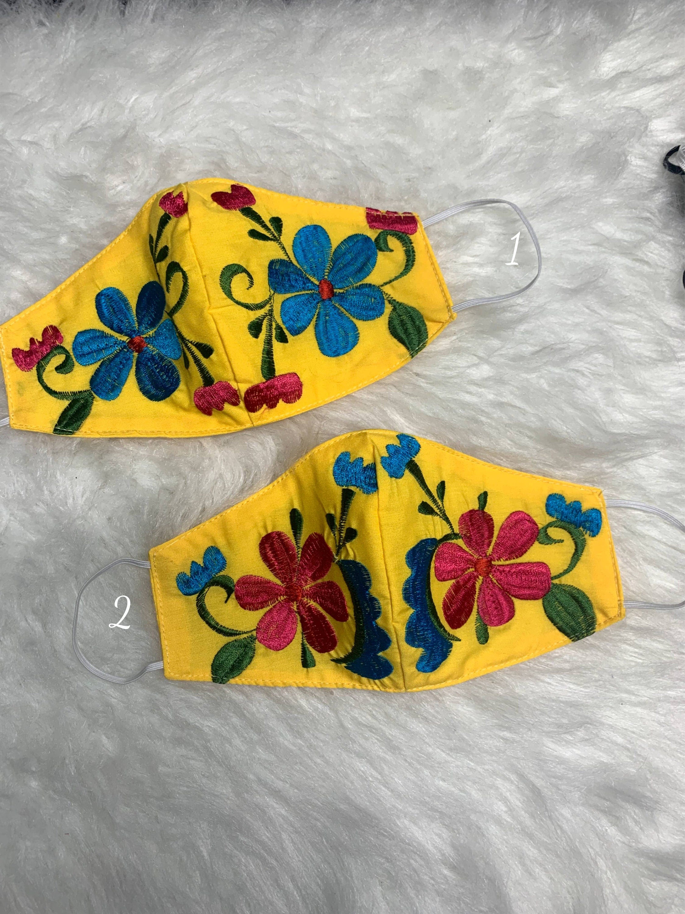 Elegant Floral Embroidered Face Masks - Stylish New Design