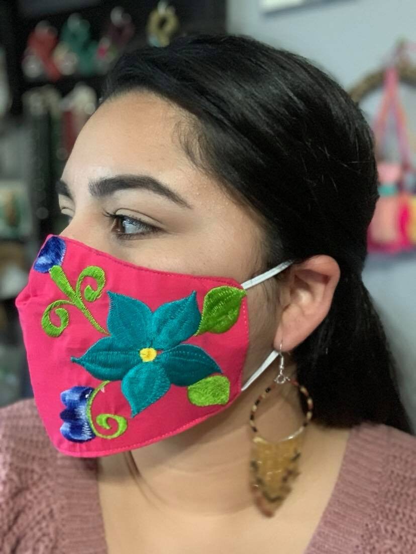 Elegant Floral Embroidered Face Masks - Stylish New Design