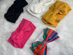 Image of Adorable Baby Headband with Bow - Hand-Tied Infant Soft & Stretchy Headband