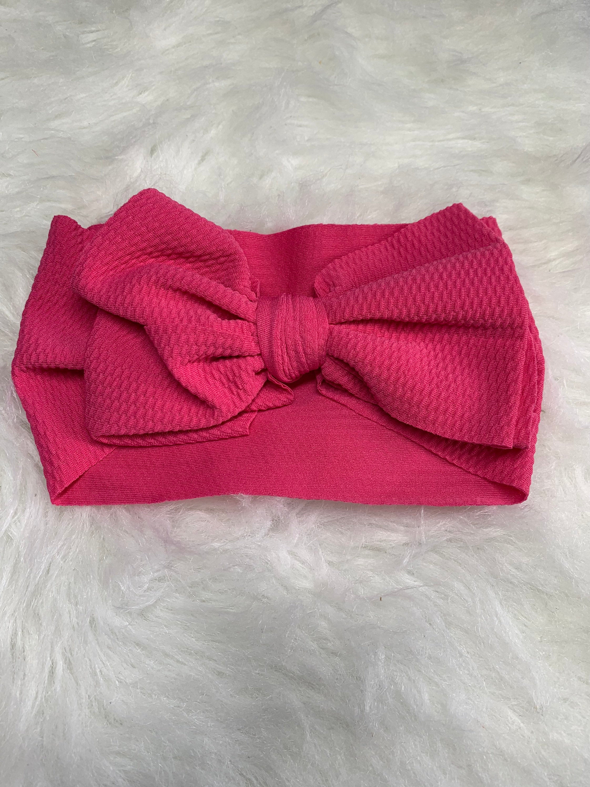 Image of Adorable Baby Headband with Bow - Hand-Tied Infant Soft & Stretchy Headband