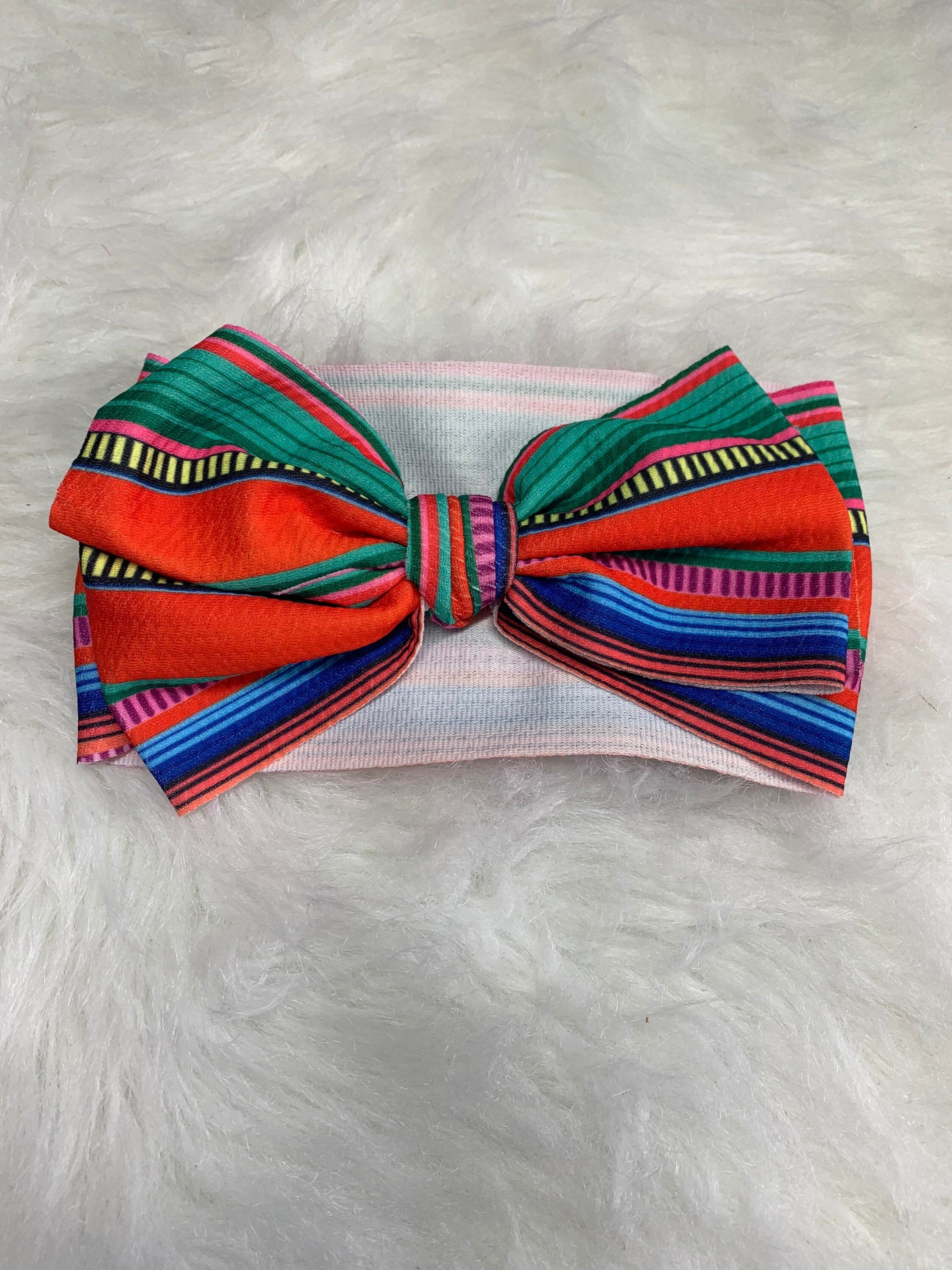 Image of Adorable Baby Headband with Bow - Hand-Tied Infant Soft & Stretchy Headband