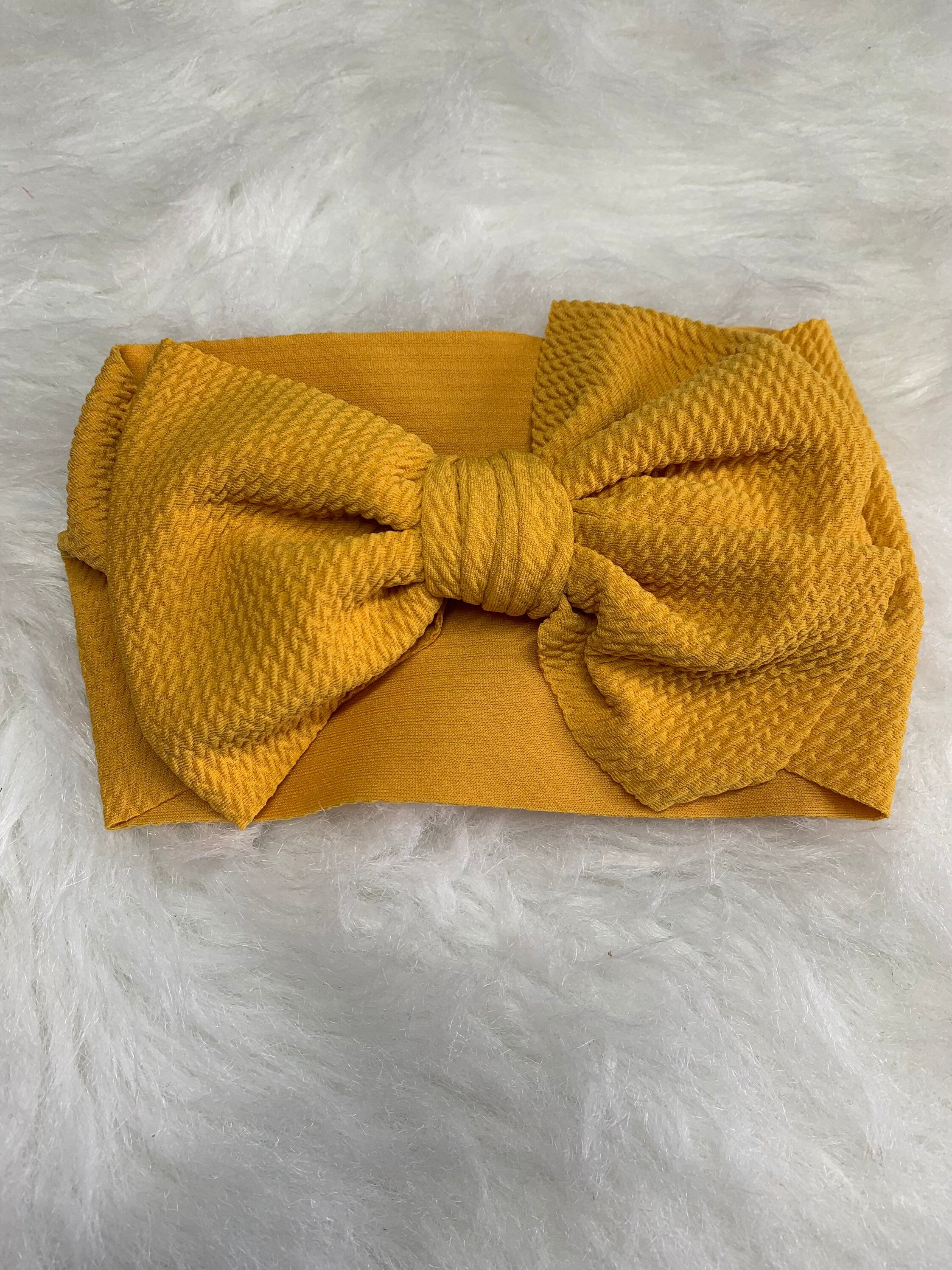 Image of Adorable Baby Headband with Bow - Hand-Tied Infant Soft & Stretchy Headband