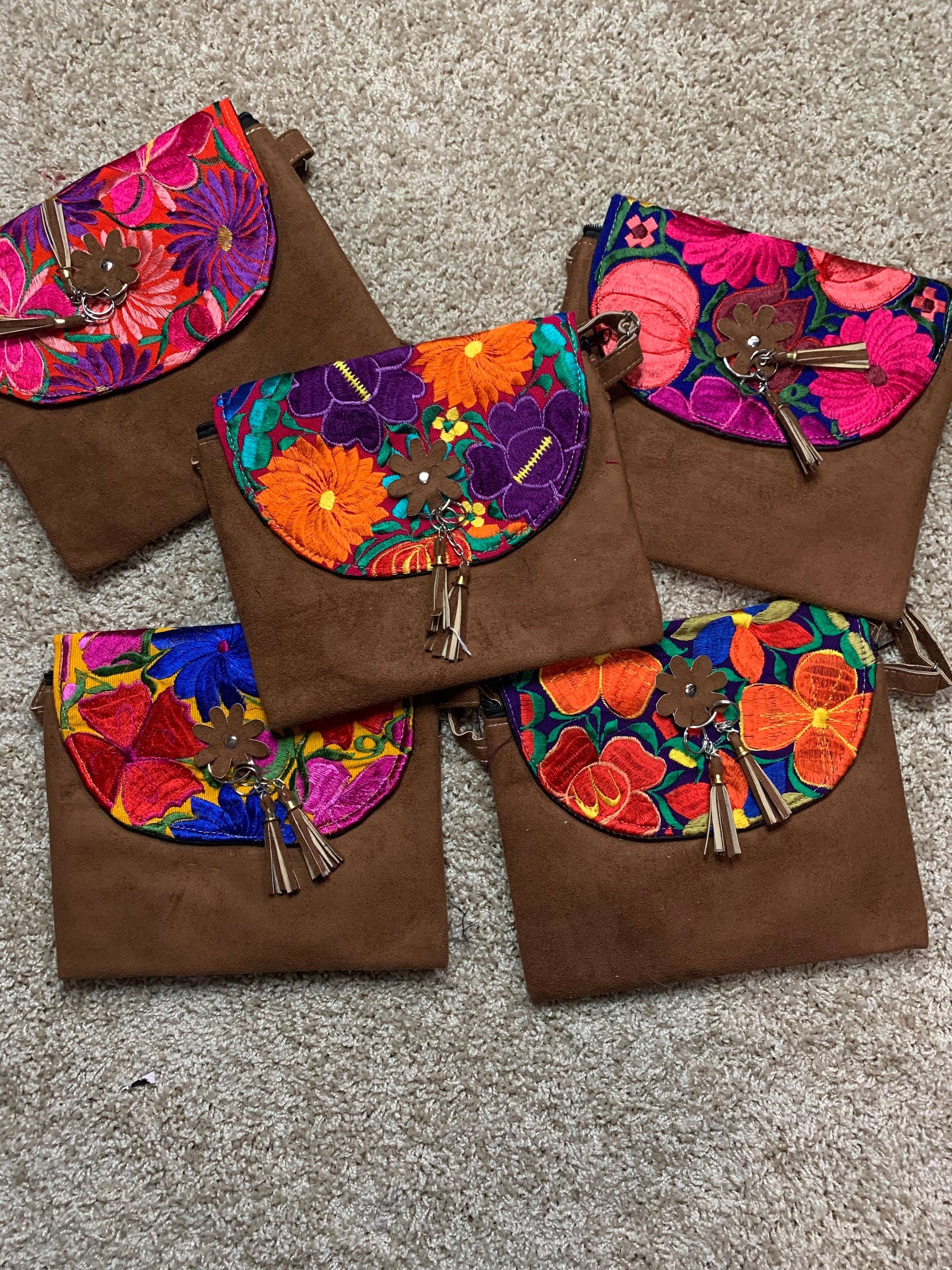 Image of Mexican Embroidered Messenger Bag - Handmade Artisanal Bag- Adjustable Strap Bag