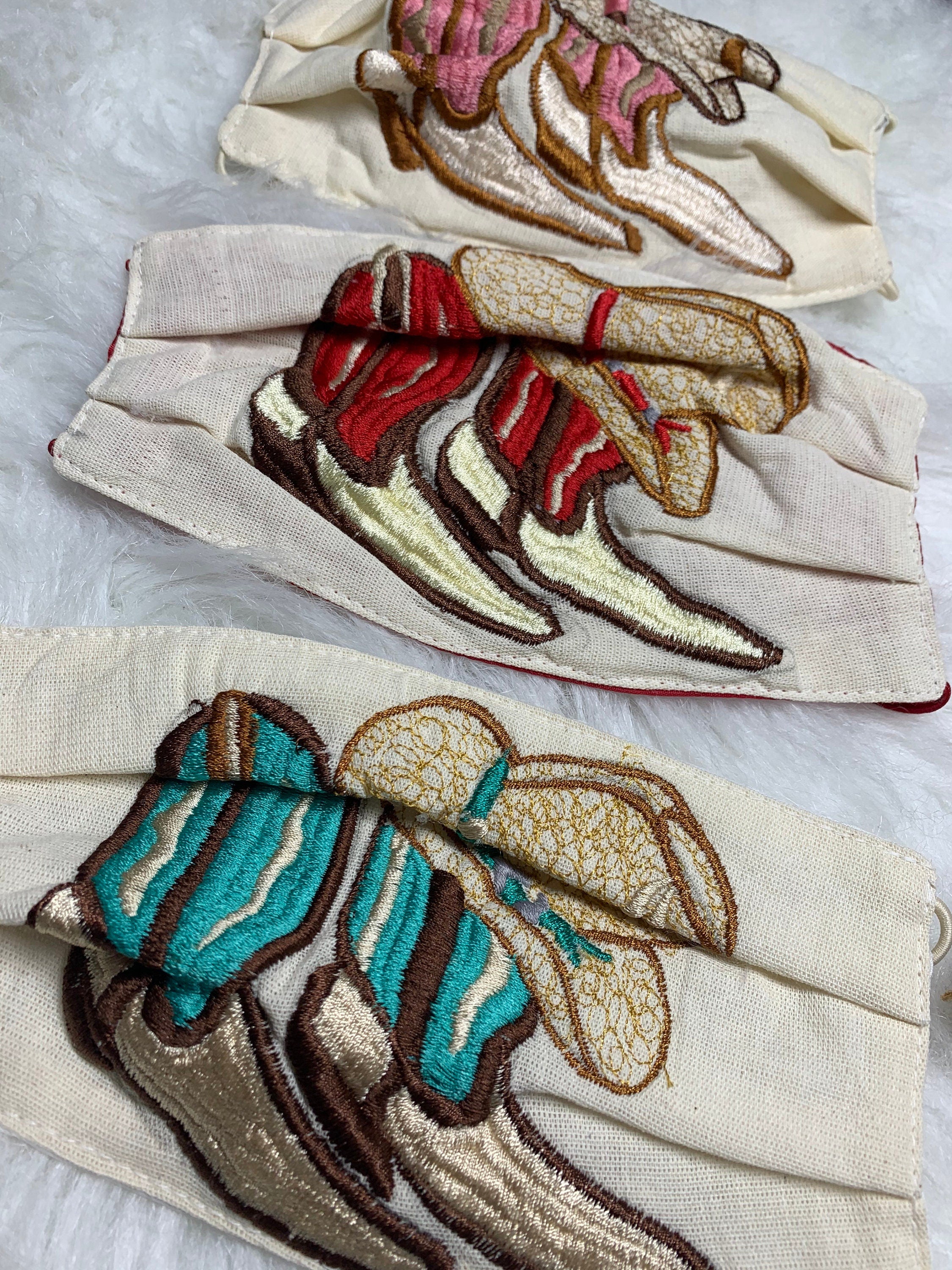 Image of Cowgirl Boots Embroidered Face Mask - Handmade Embroidered Face Mask