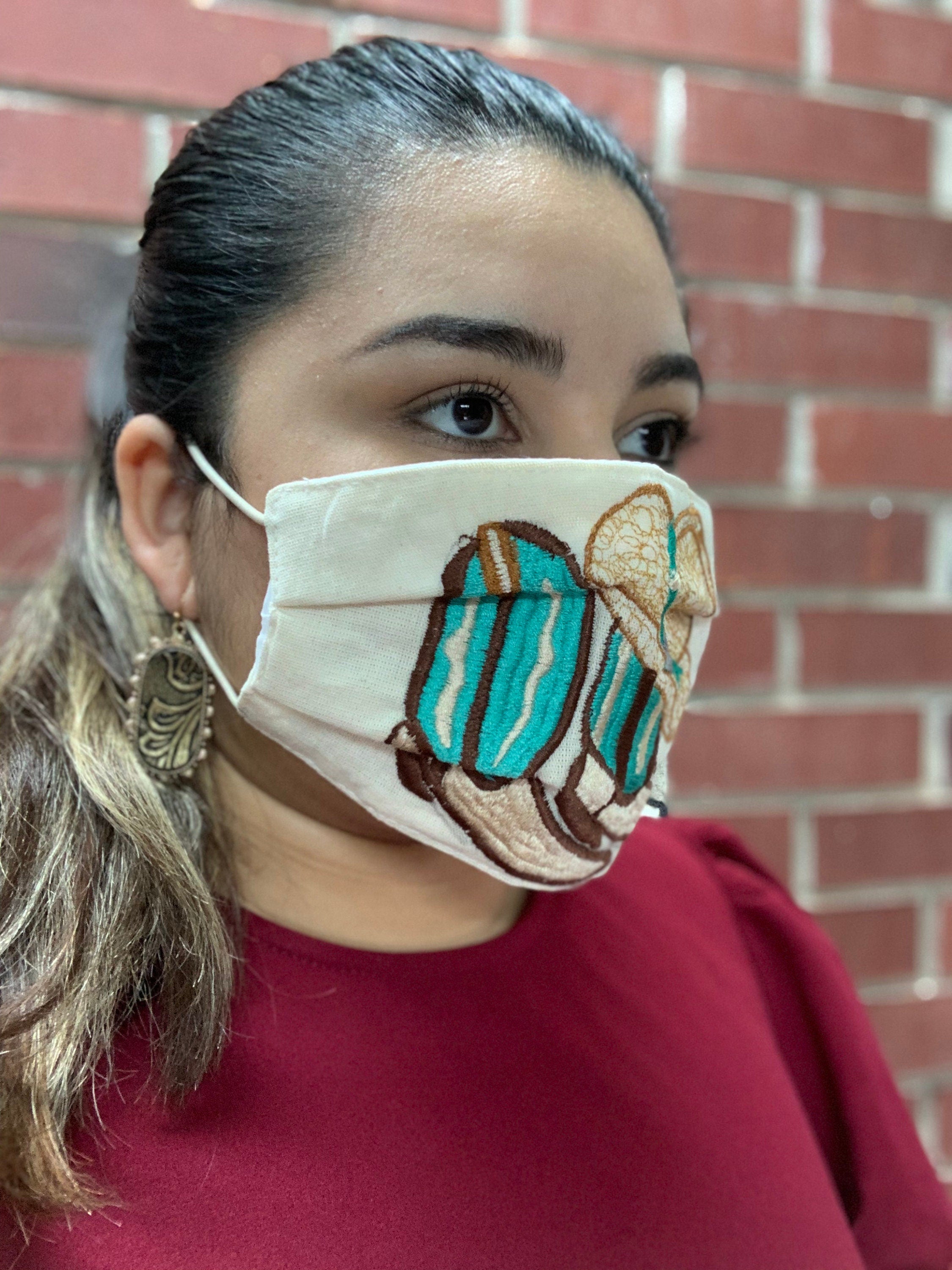 Cowgirl Boots Embroidered Face Mask - Handmade Embroidered Face Mask