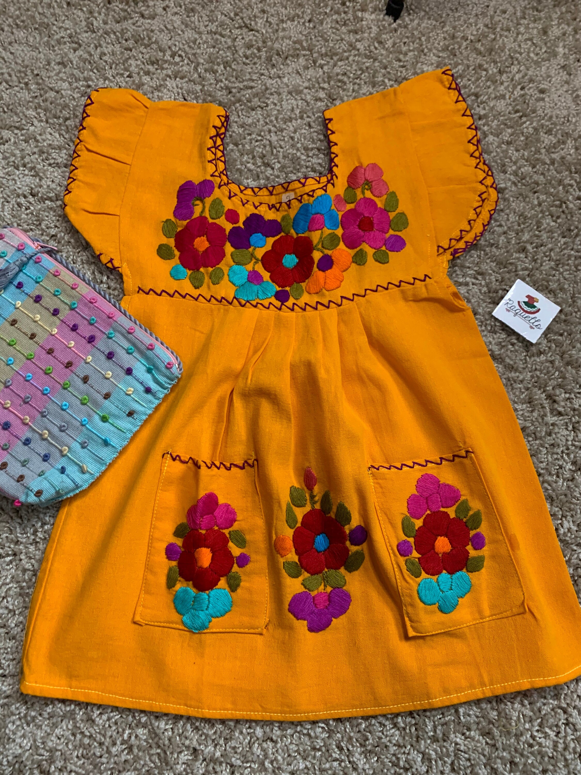 Image of 2T Handmade Mexican Floral Embroidered Girls Dress - Hand Embroidered Floral Dress