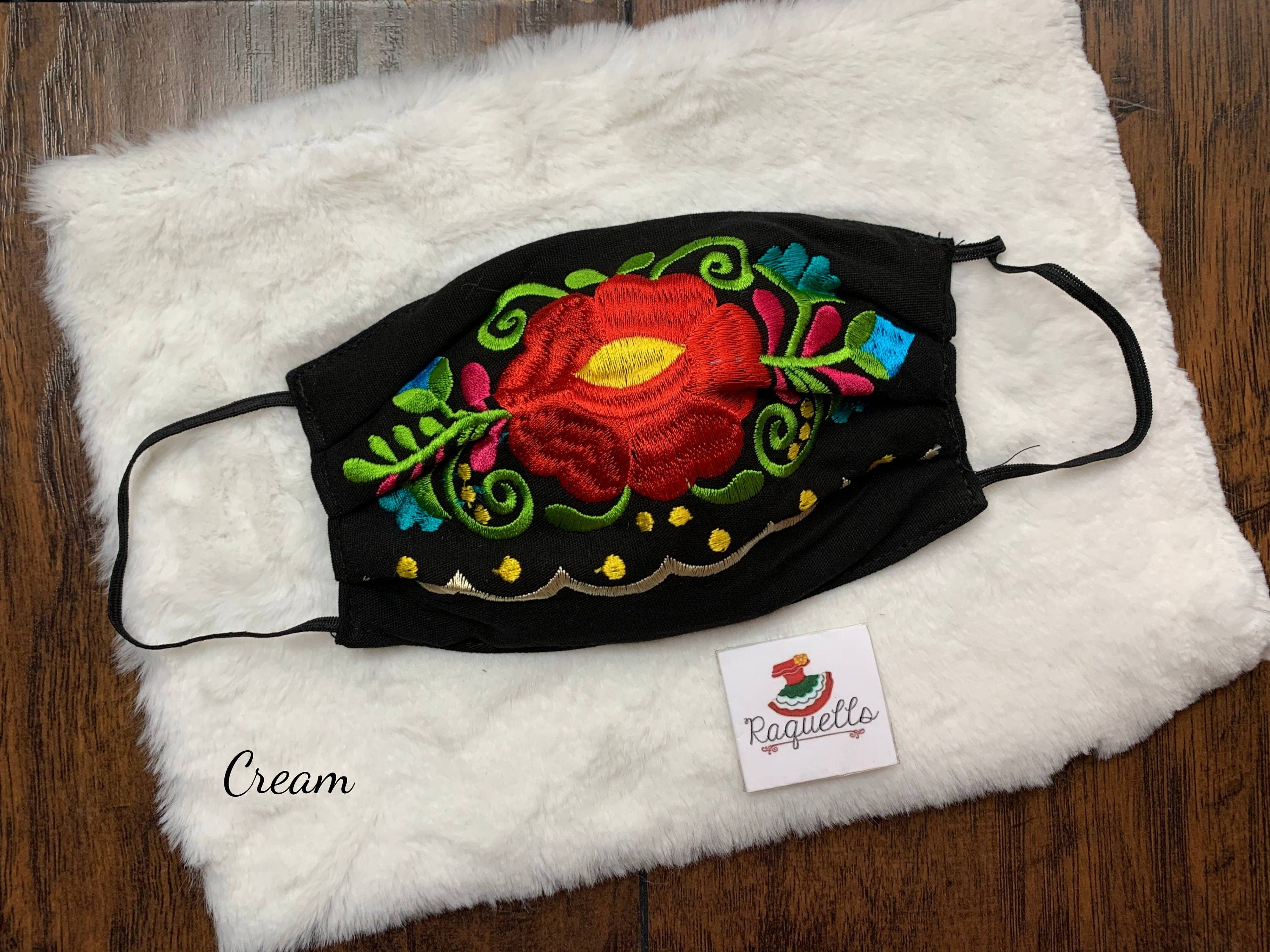 Image of Floral Embroidered Artisanal Face Masks