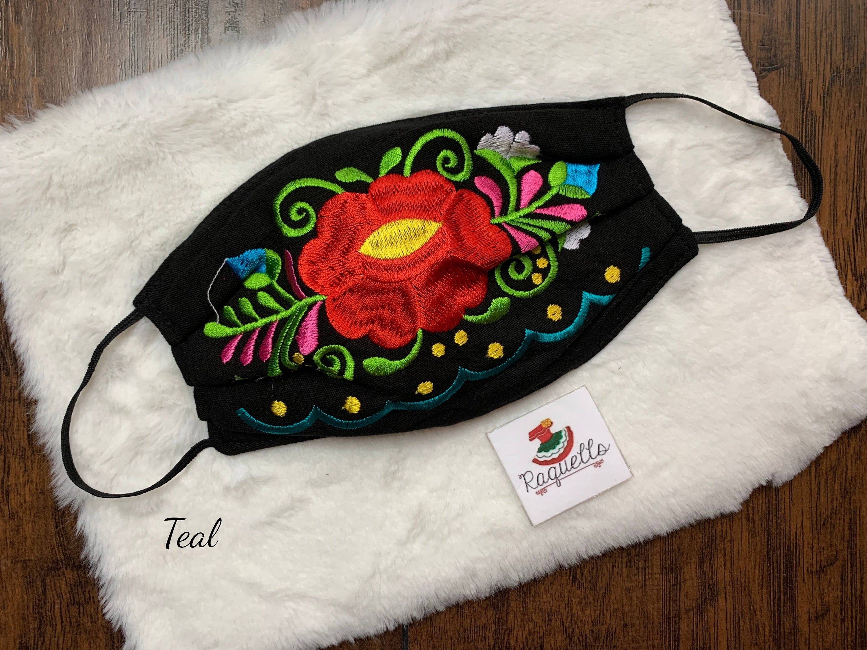 Image of Floral Embroidered Artisanal Face Masks