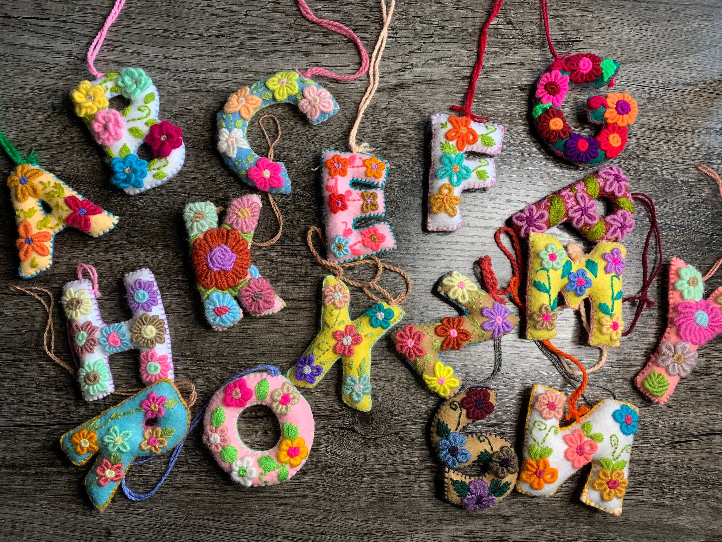 Image of Embroidered Letter pompom - Artisanal Initial pompom