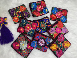 Image of Velvet Maroon Embroidered Coin Bags - Handmade Coin Bag