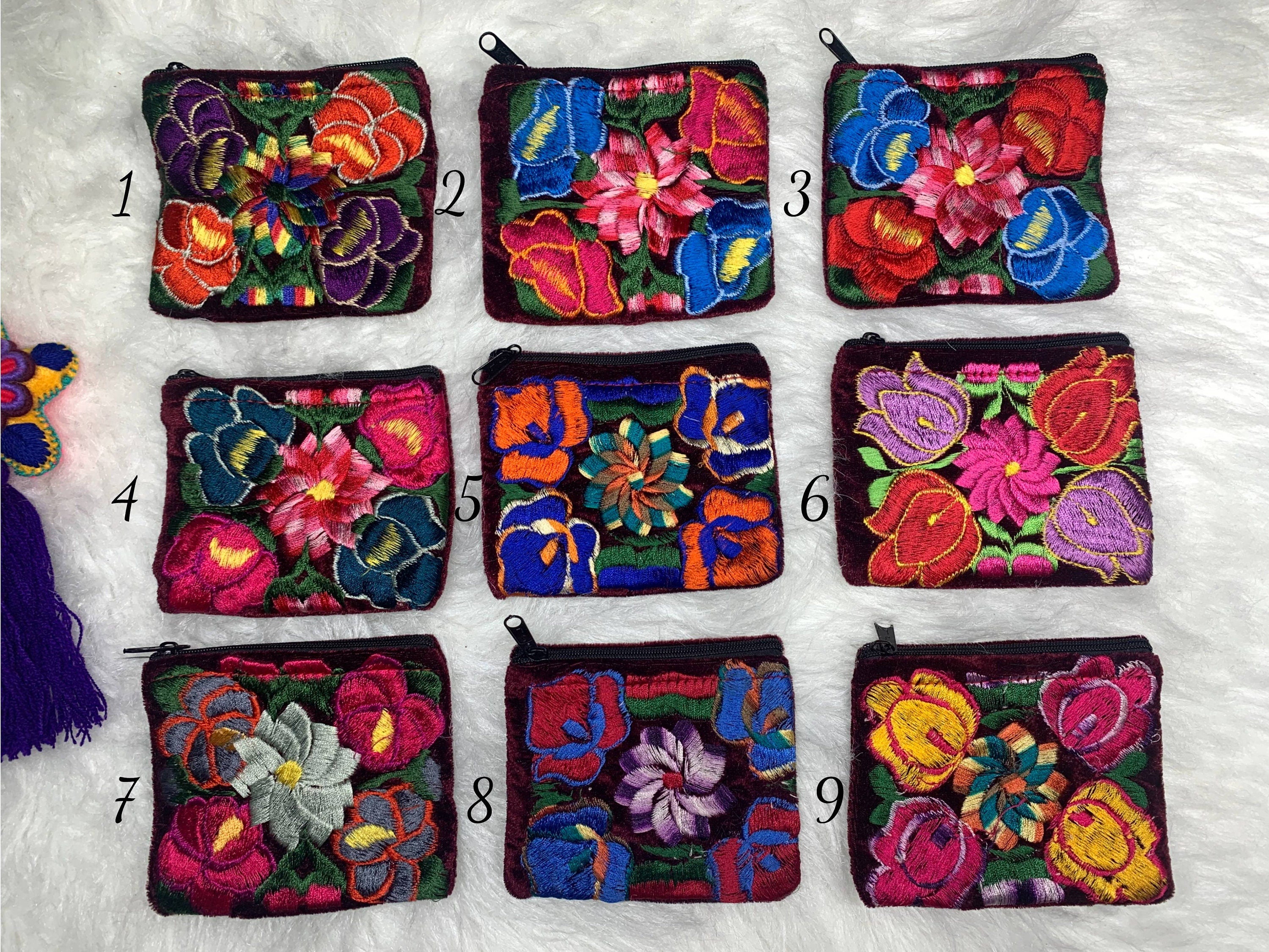 Image of Velvet Maroon Embroidered Coin Bags - Handmade Coin Bag