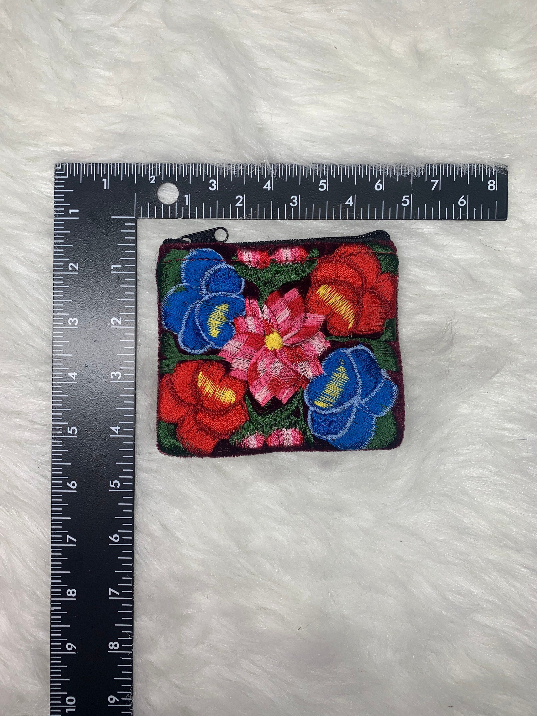 Image of Velvet Maroon Embroidered Coin Bags - Handmade Coin Bag