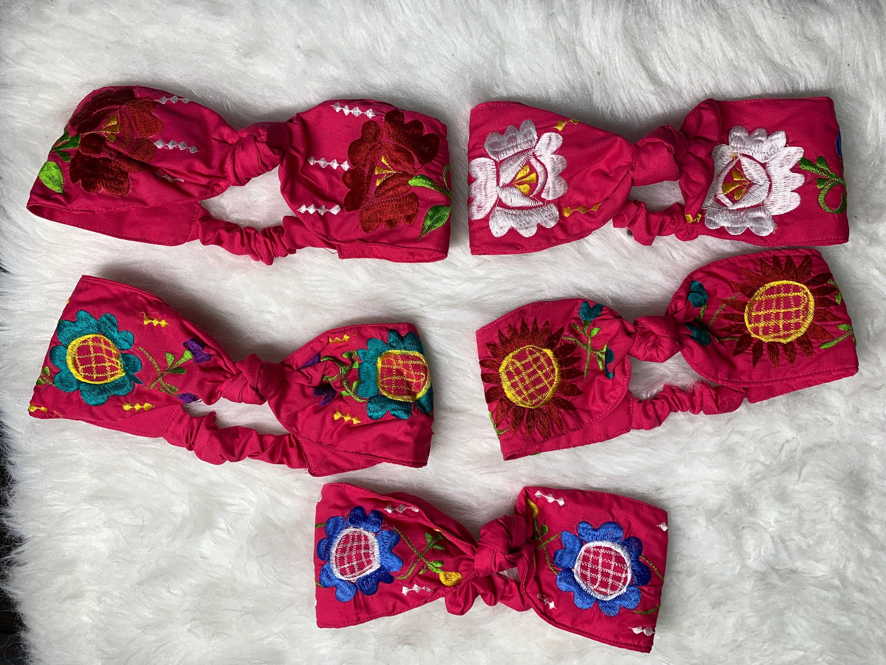 Floral Embroidered Artisanal Head - Mexican Embroidered Headbands
