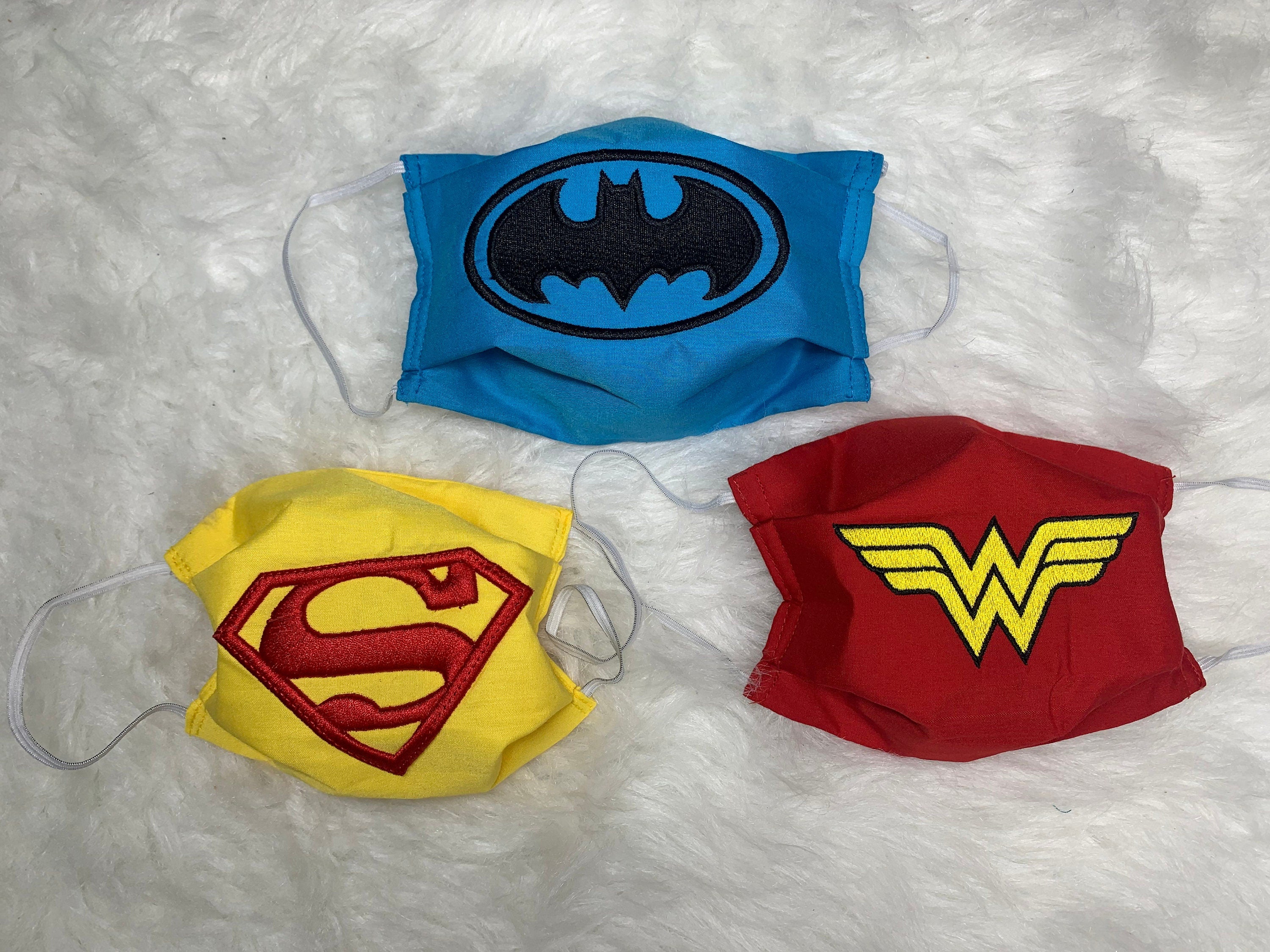 Embroidered Superhero Face Masks - Handmade Face Masks
